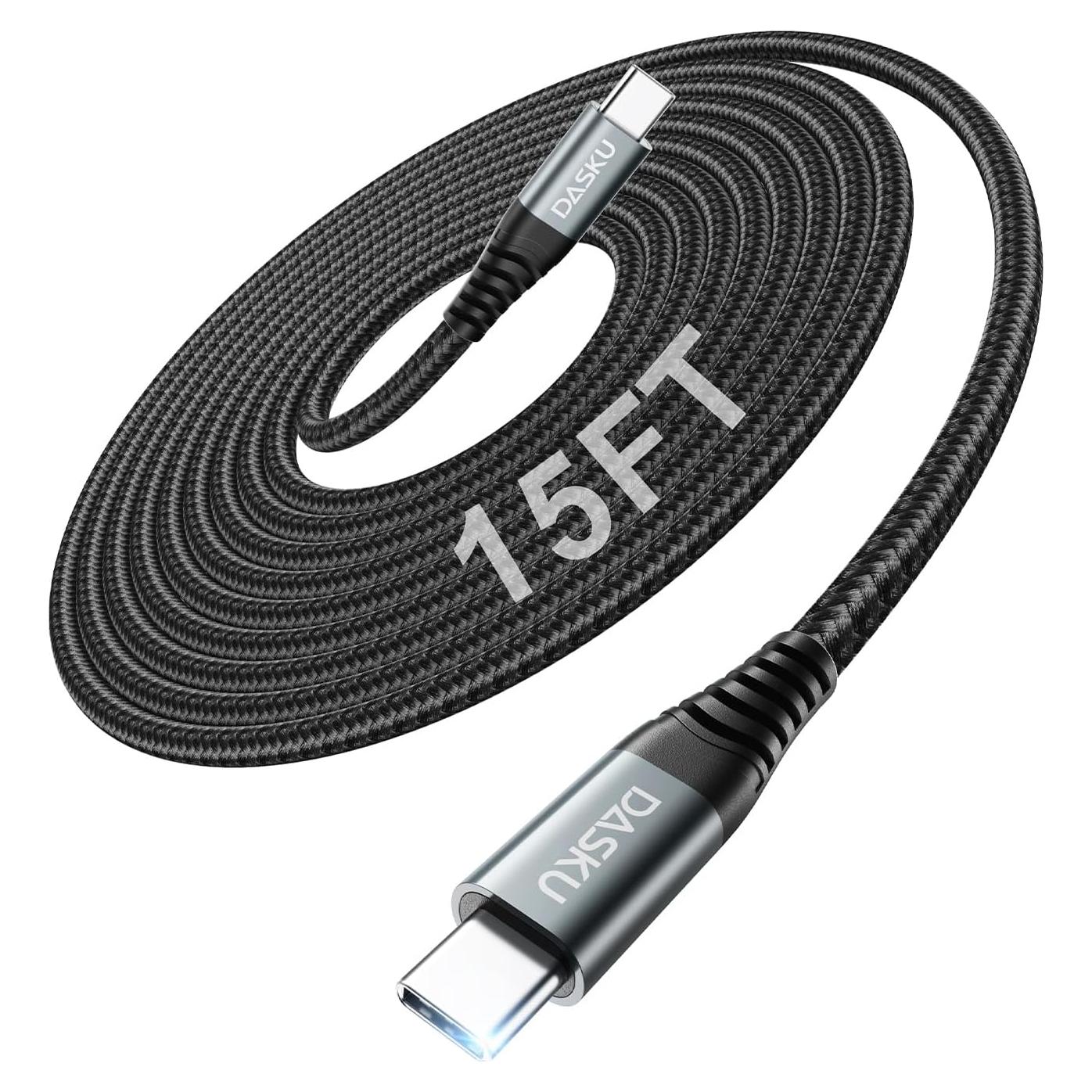 Cable USB C a USB C 15FT Dasku 100W Carga Rápida Trenzado