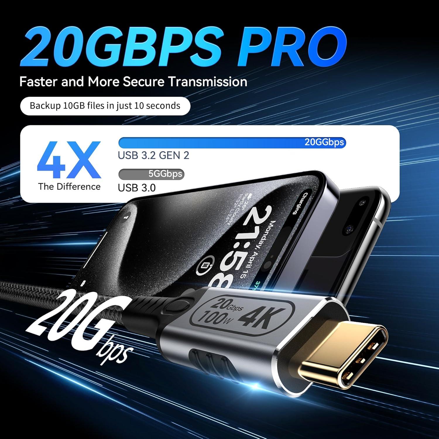 Cable USB-C a USB-C 6m 20Gbps 4K@60Hz Carga Rápida 100W BAWIOFIAU