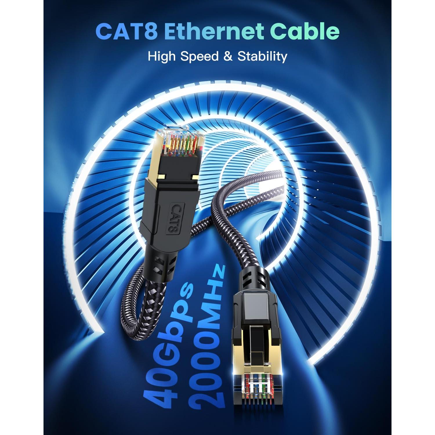 Cable Ethernet Cat 8 BUSOHE 7.62m Alta Velocidad 40Gbps