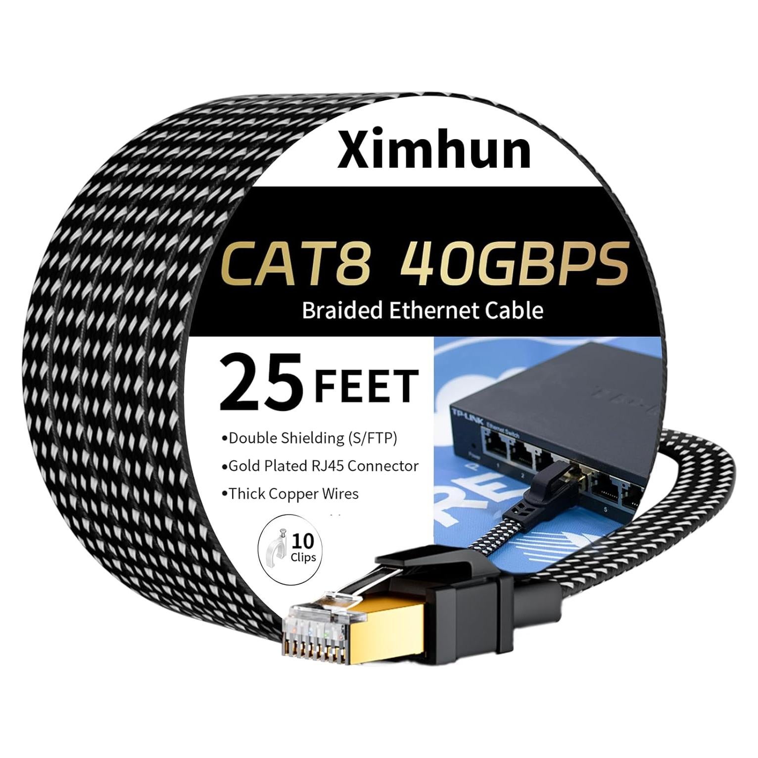 Cable Ethernet Cat 8 7.62 m Ximhun 40Gbps SFTP Blindado