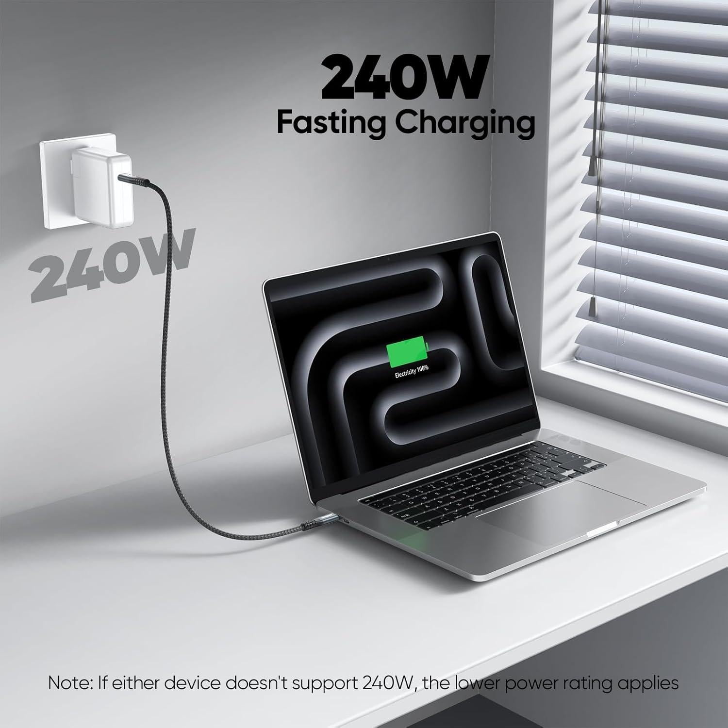 Cable USB C 0.91m JasRoum 3.2 Gen 2x2 20Gbps 240W 4K