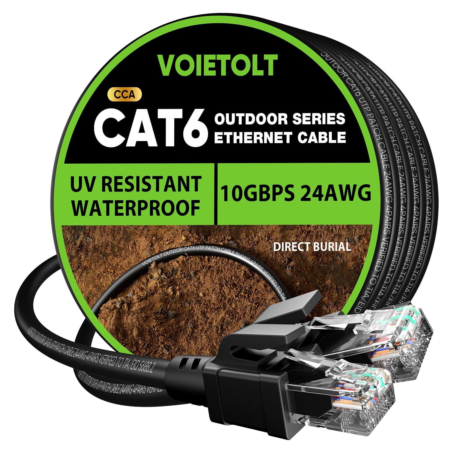 Cable Ethernet Cat 6 VOIETOLT 150FT (45.72m) Impermeable 10Gbps