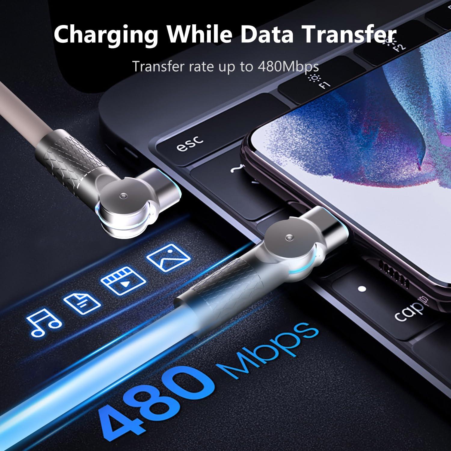 Cable USB C a USB C 3m PINGXIN 240W Carga Rápida Doble Cabeza