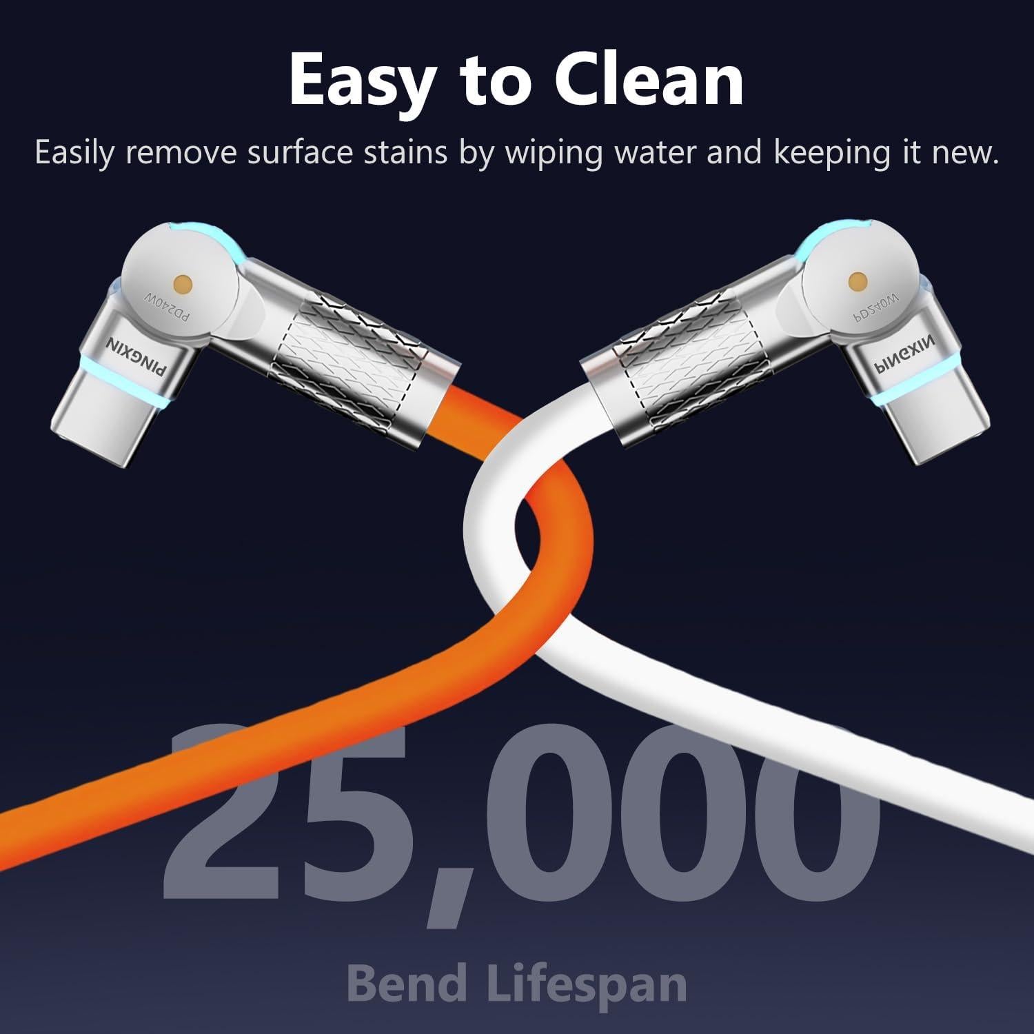 Cable USB C a USB C 3m PINGXIN 240W Carga Rápida Doble Cabeza