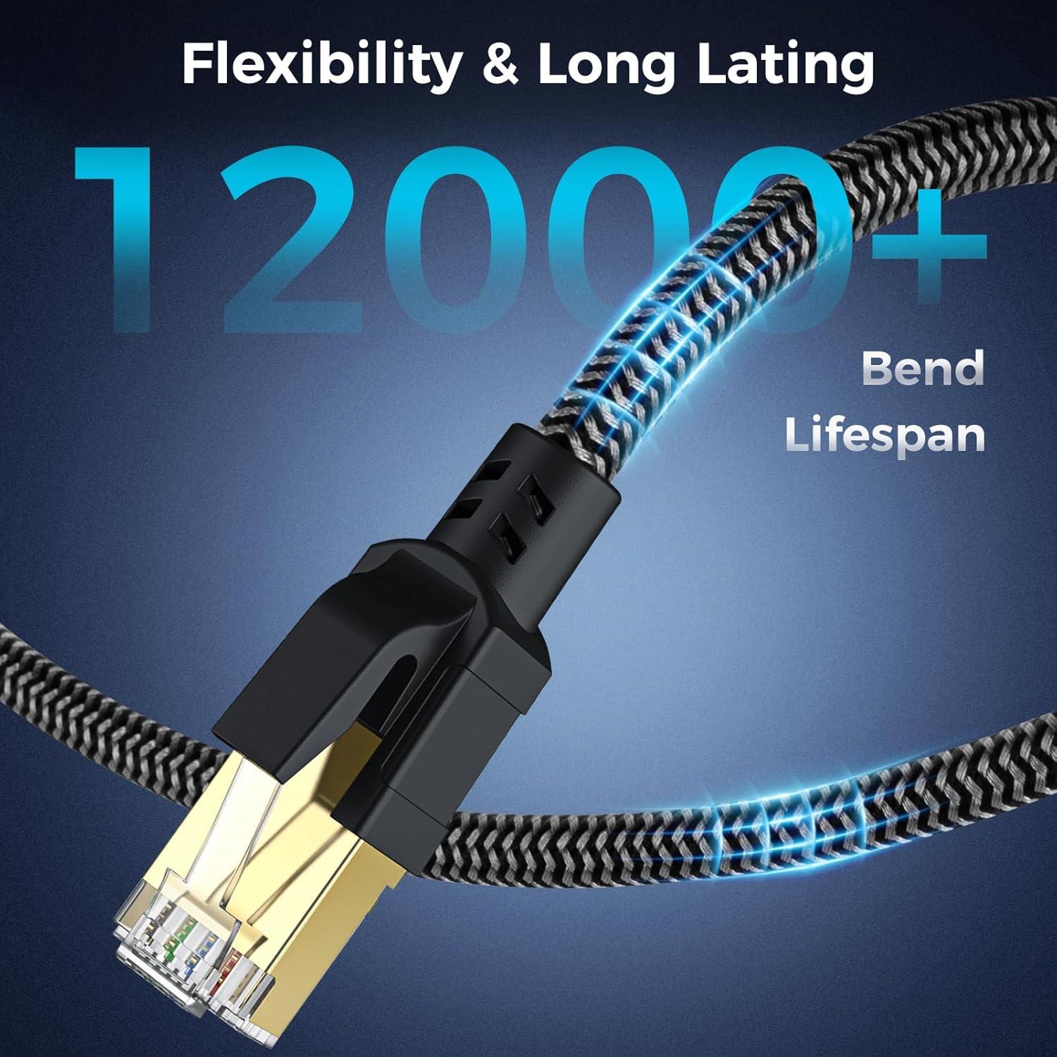 Cable Ethernet Cat 8 7.62m CABNEER 40Gbps Blindado RJ45