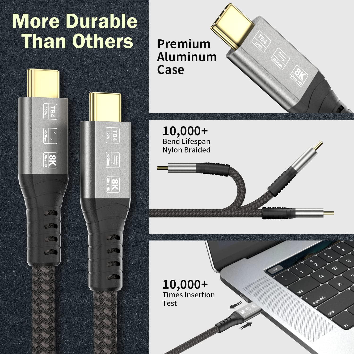Cable Thunderbolt 4 ConnBull 3.05m 40Gbps Carga 100W 8K