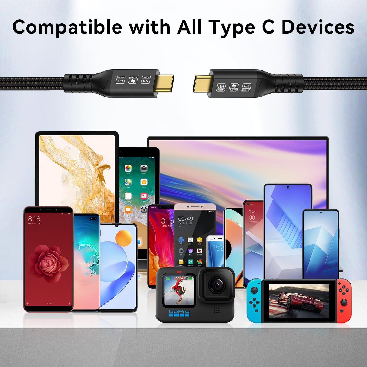 Cable Thunderbolt 4 ConnBull 3.05m 40Gbps Carga 100W 8K