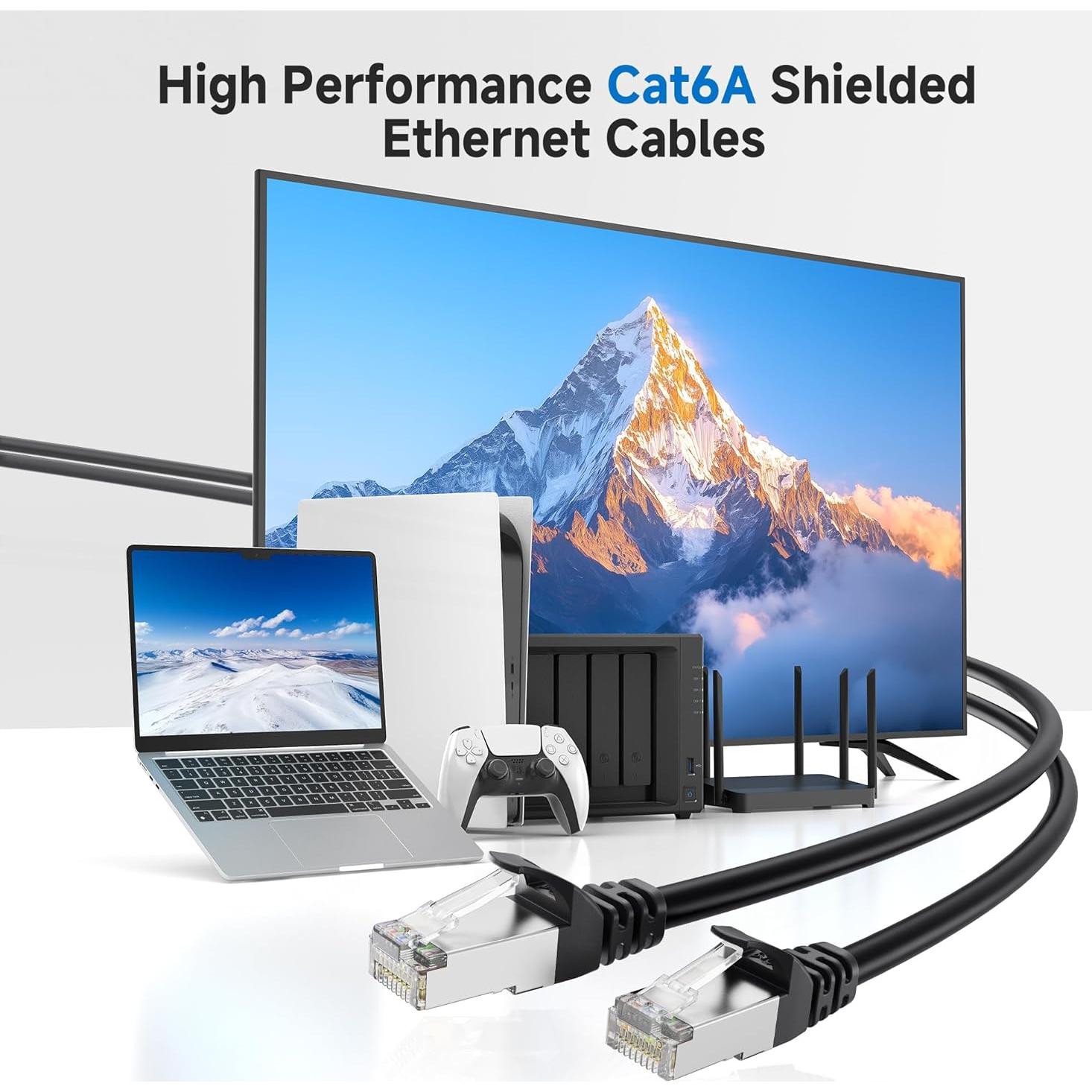 Cable Ethernet Cat 6A Blindado 30.48m Cable Matters Negro