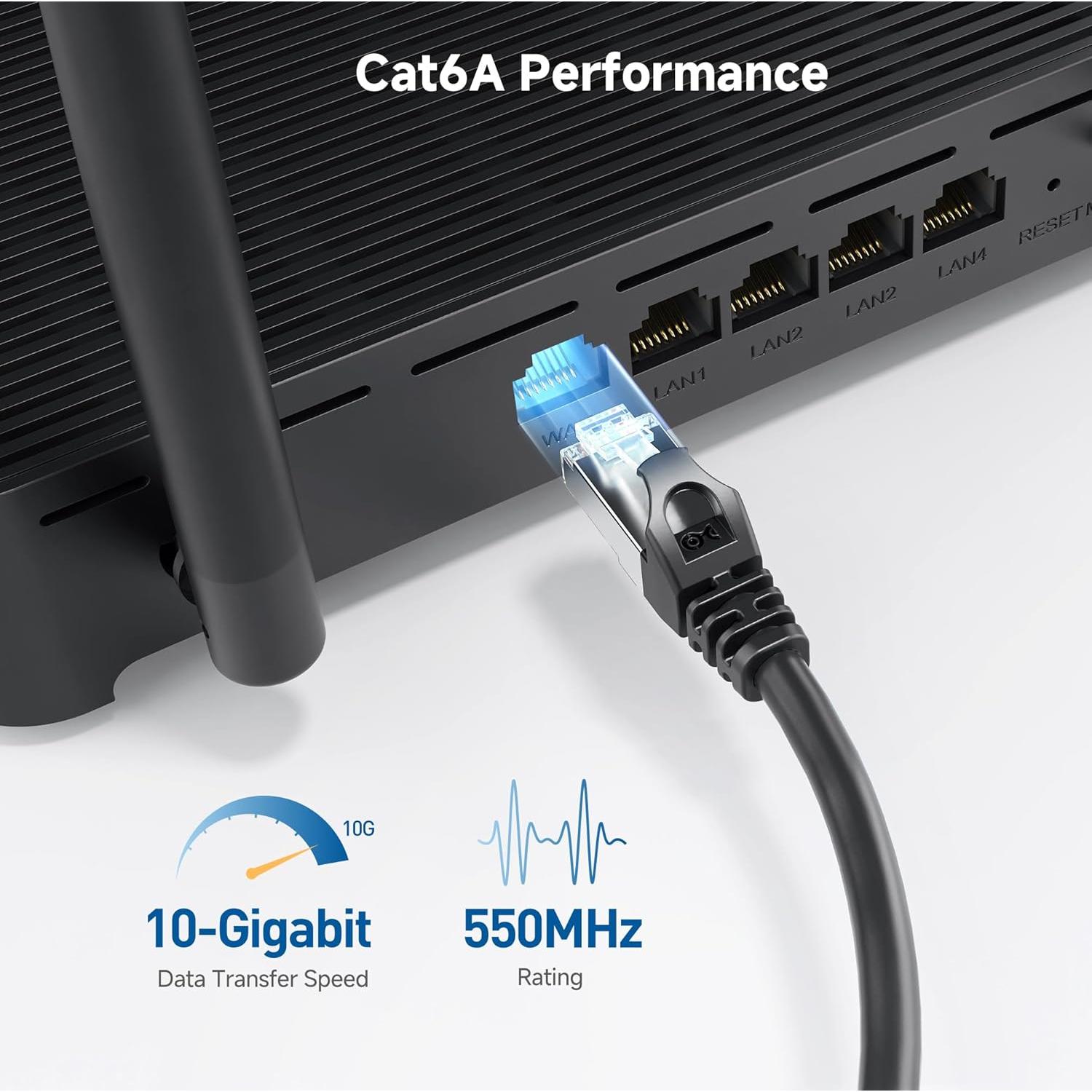 Cable Ethernet Cat 6A Blindado 30.48m Cable Matters Negro