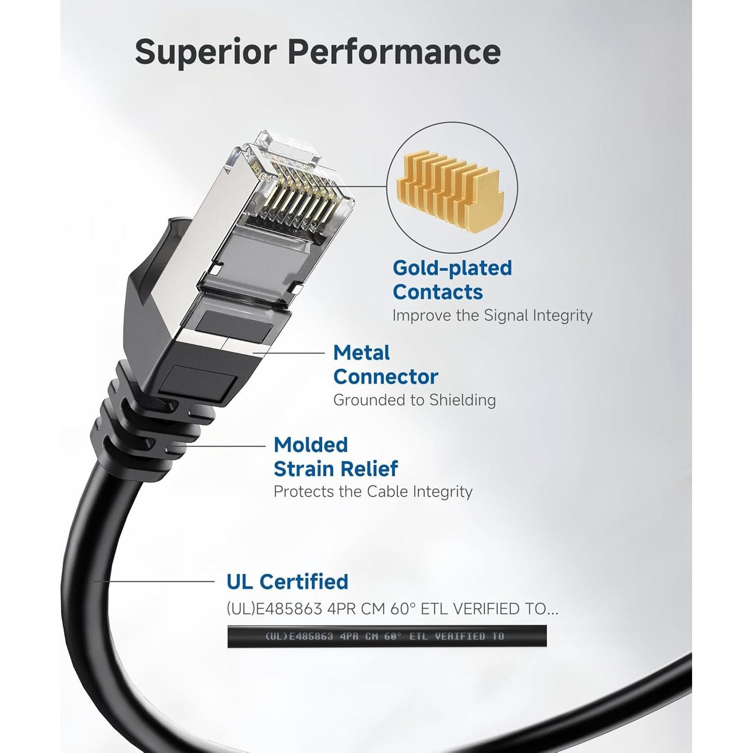 Cable Ethernet Cat 6A Blindado 30.48m Cable Matters Negro