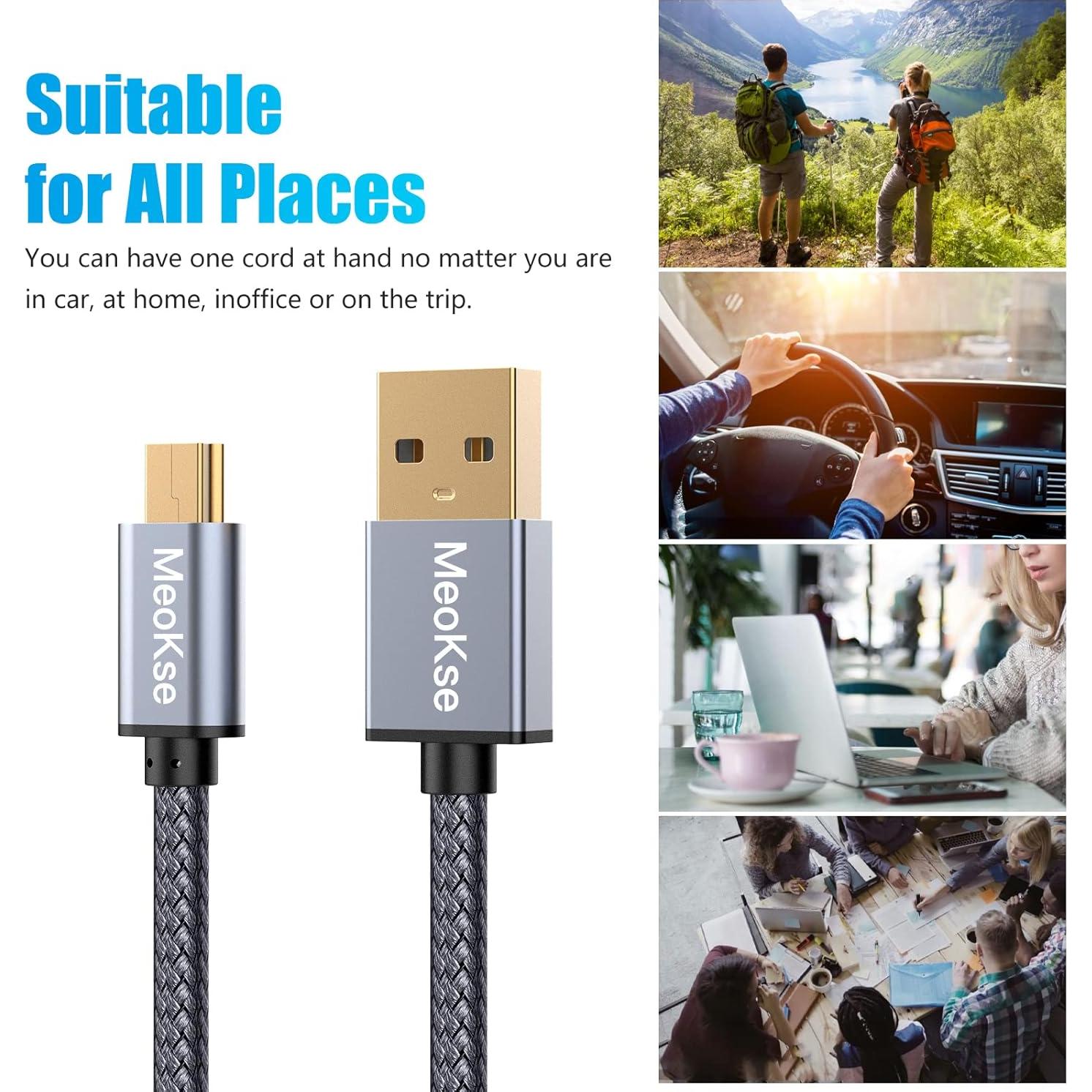 Cable USB 2.0 Meokse Mini B 6M Alta Velocidad 480Mbps