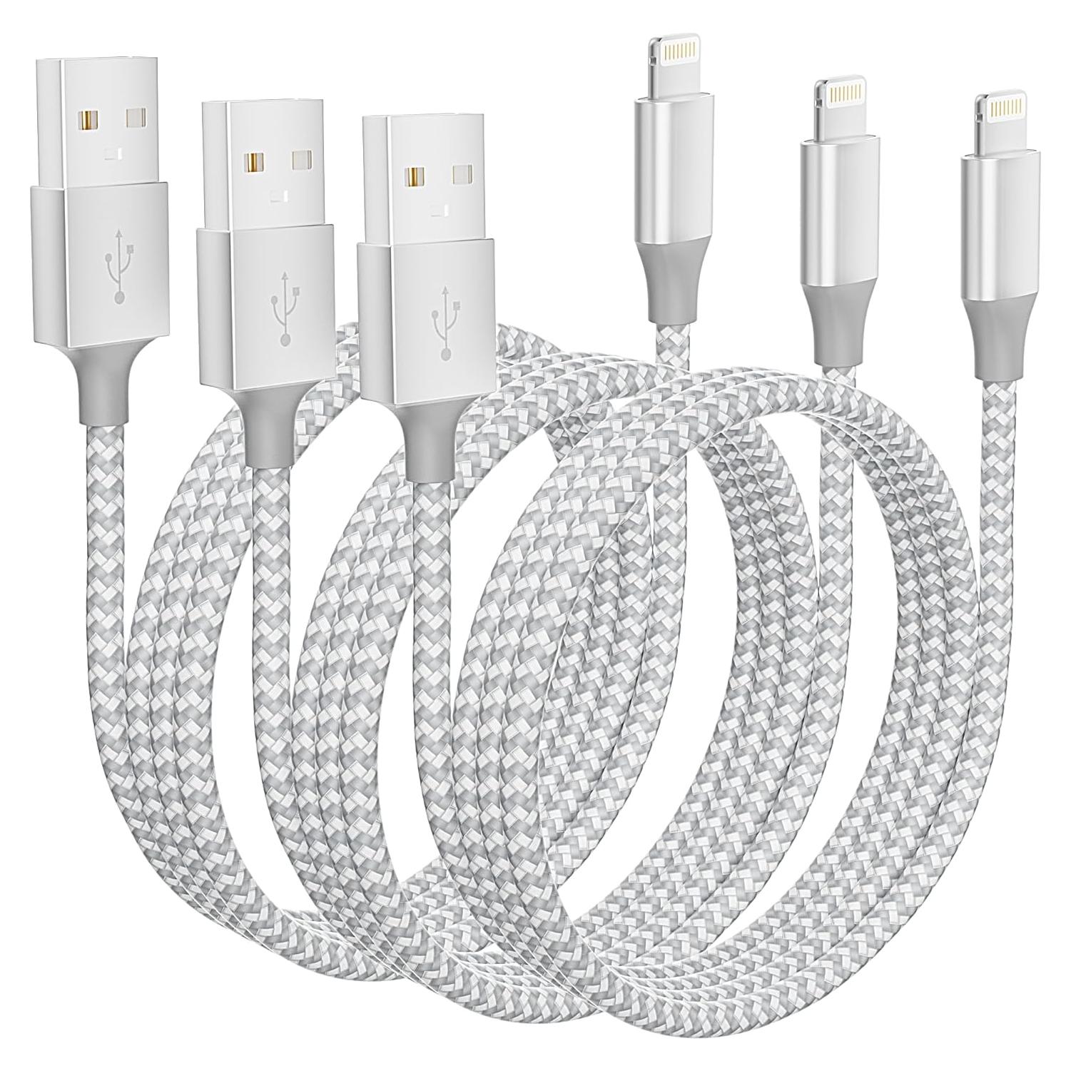 Cargador Rápido Estbuc para iPhone 3 Pack 10FT MFi Nylon