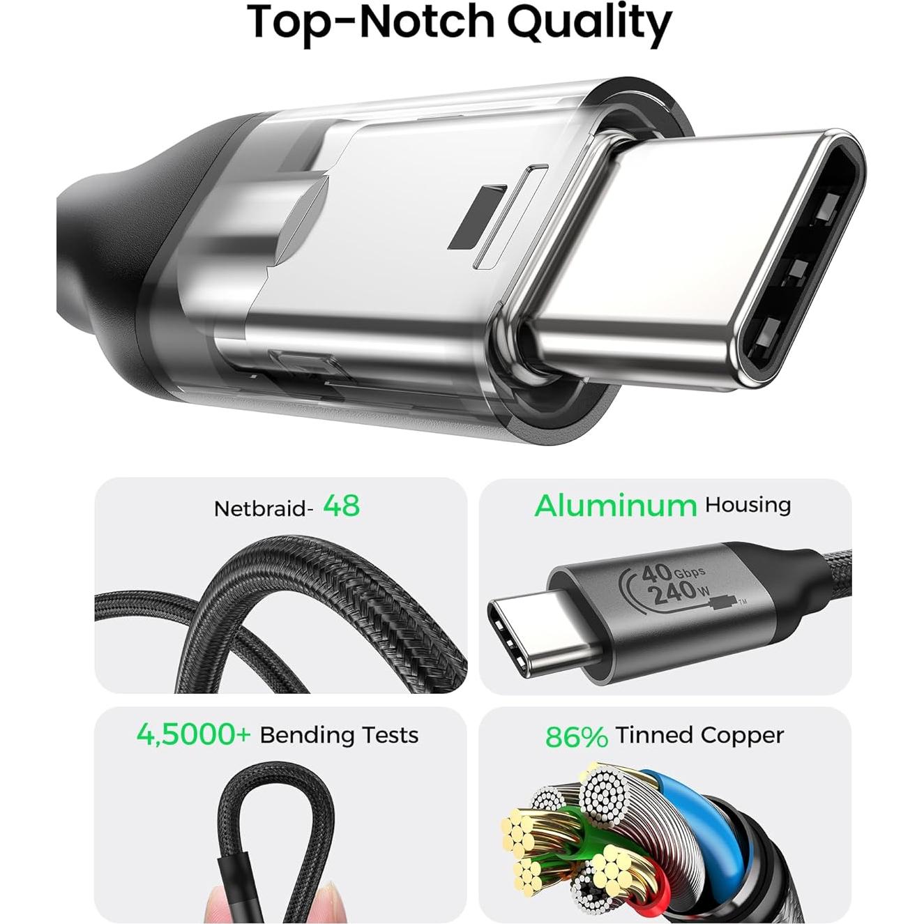 Cable Thunderbolt 4 Silkland 10FT (3M) 40Gbps 240W 8K