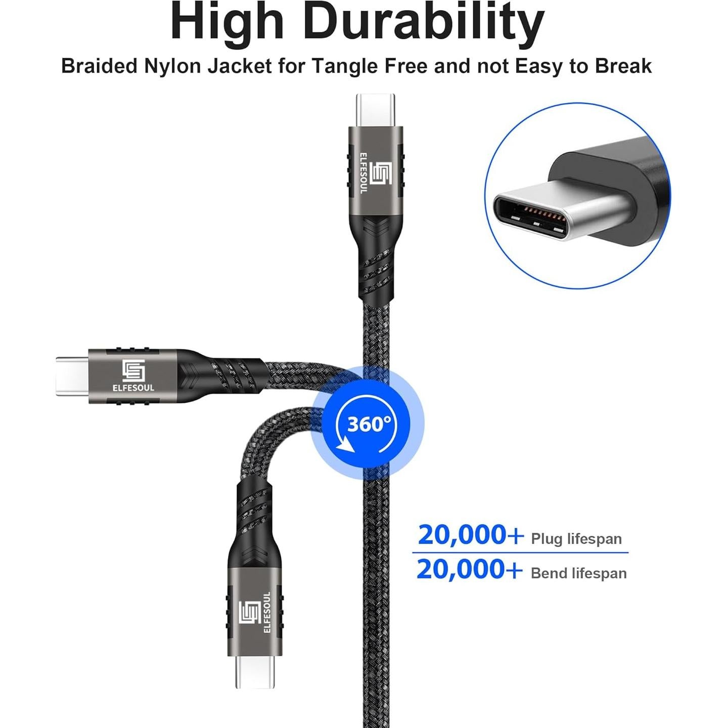Cable USB A a USB C 3m Elfesoul 10Gbps Carga Rápida 3A