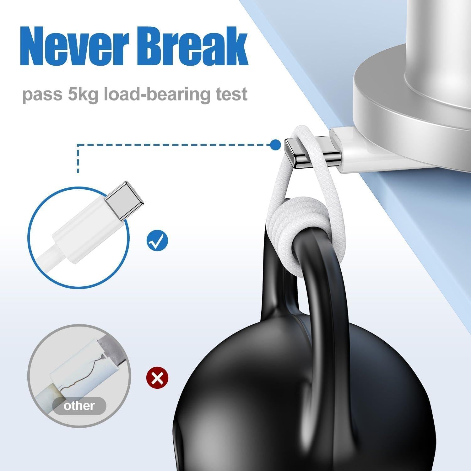 Cable de carga rápida USB C a C 3m 60W Kitminun para iPhone