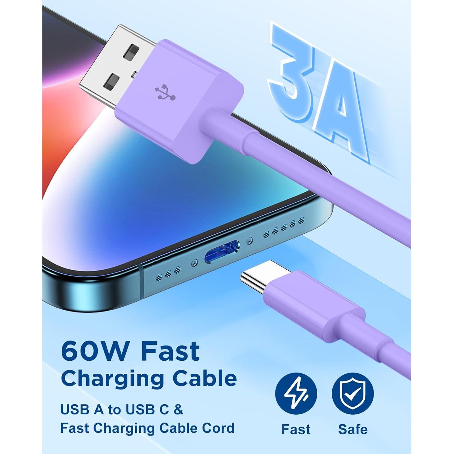 Cable USB C Extra Largo 5m Hcoob - Carga Rápida para iPhone y Samsung