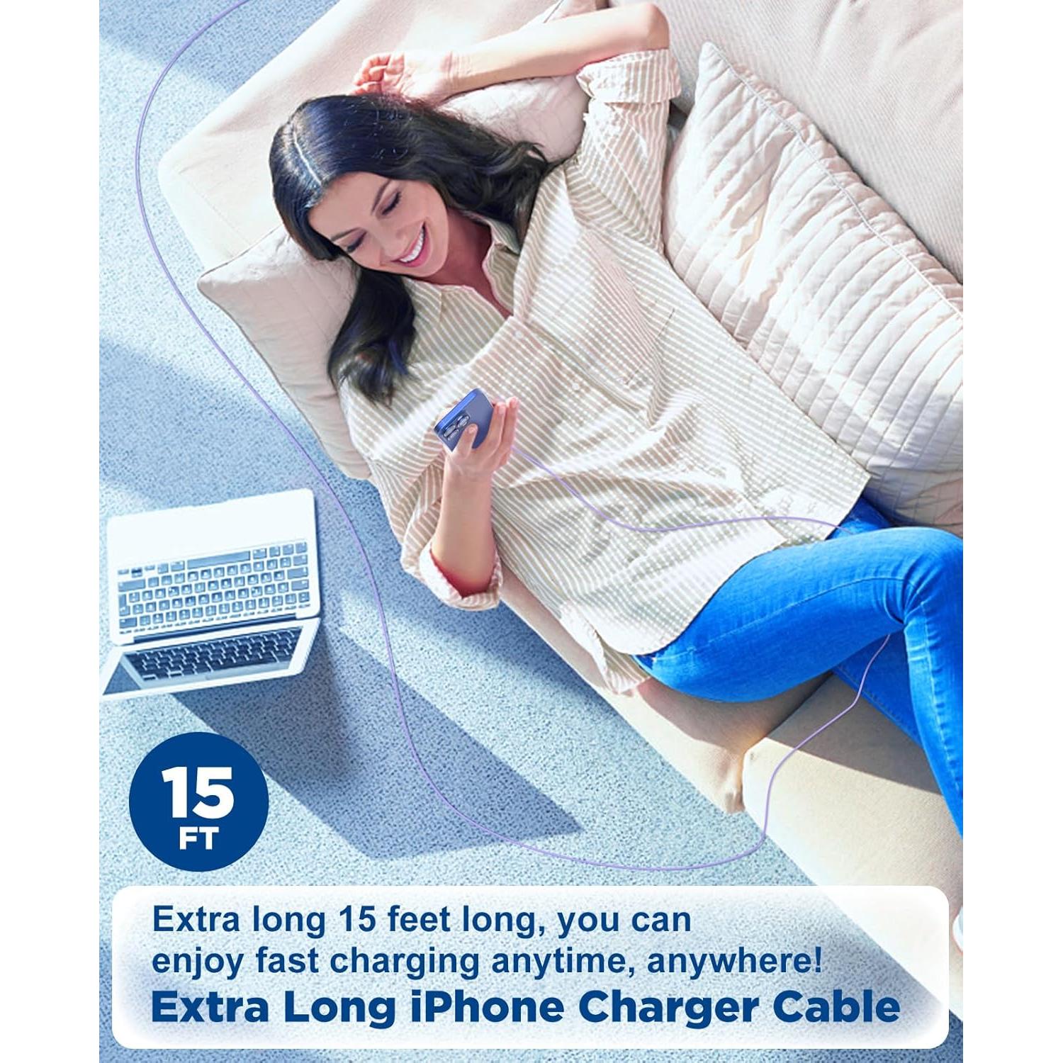 Cable USB C Extra Largo 5m Hcoob - Carga Rápida para iPhone y Samsung