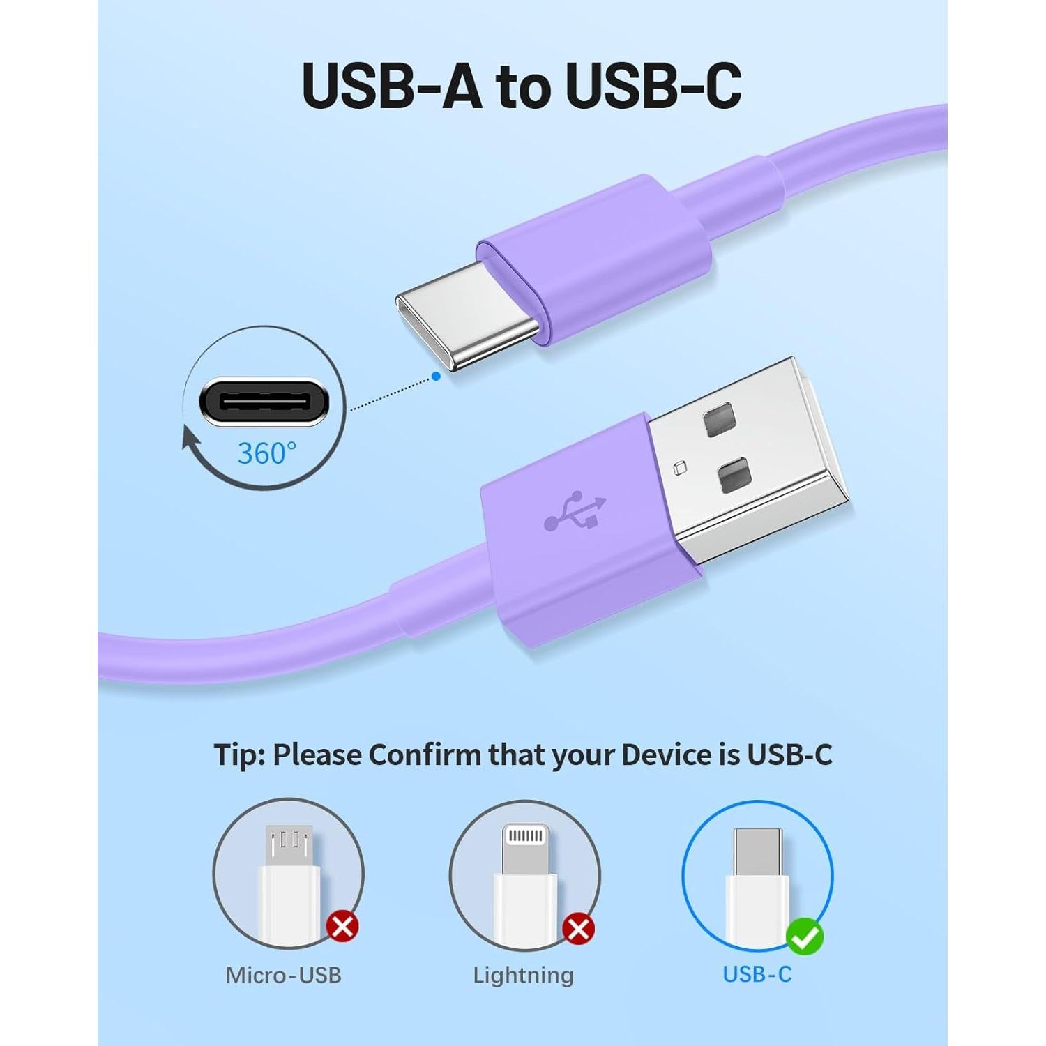Cable USB C Extra Largo 5m Hcoob - Carga Rápida para iPhone y Samsung