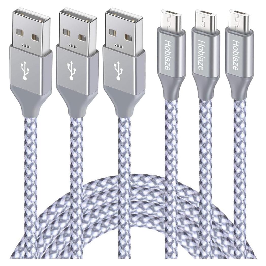 Cable Micro USB Hoblaze 10FT Trenzado Nylon 3 Pack Alta Velocidad