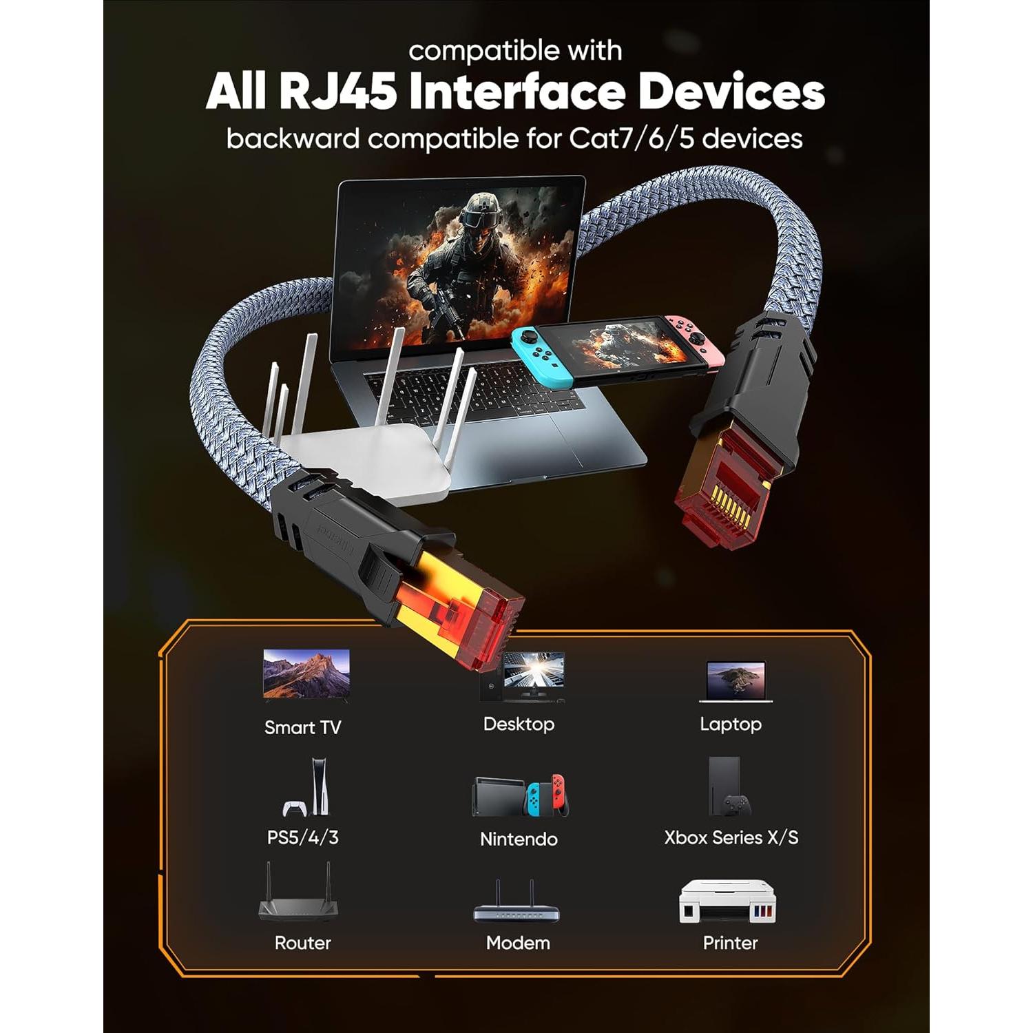 Cable Ethernet Cat 8 Snowkids 15.24 m 40Gbps 2000MHz RJ45