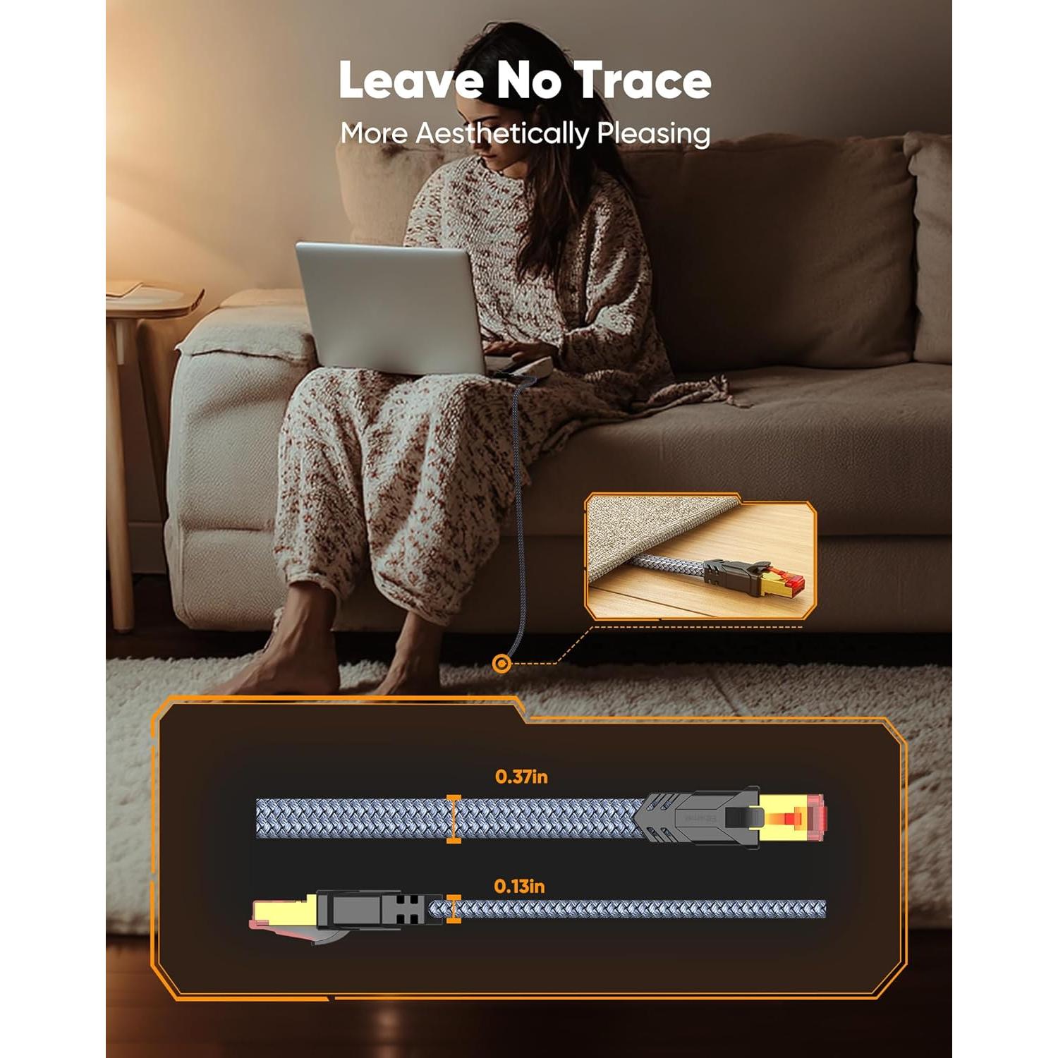 Cable Ethernet Cat 8 Snowkids 15.24 m 40Gbps 2000MHz RJ45