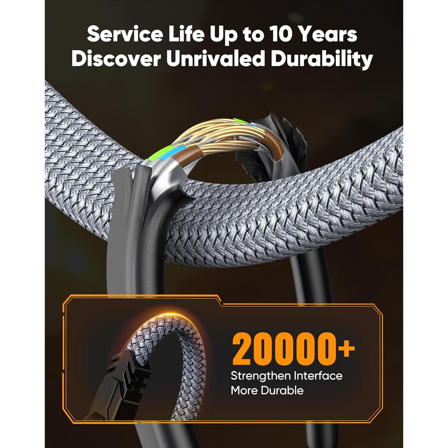 Cable Ethernet Cat 8 Snowkids 15.24 m 40Gbps 2000MHz RJ45