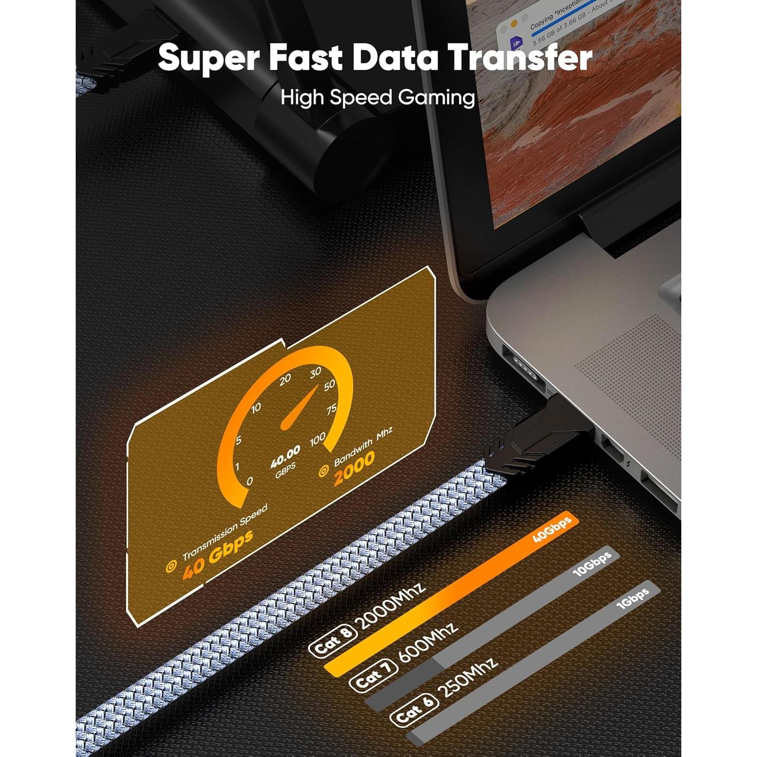 Cable Ethernet Cat 8 Snowkids 15.24 m 40Gbps 2000MHz RJ45