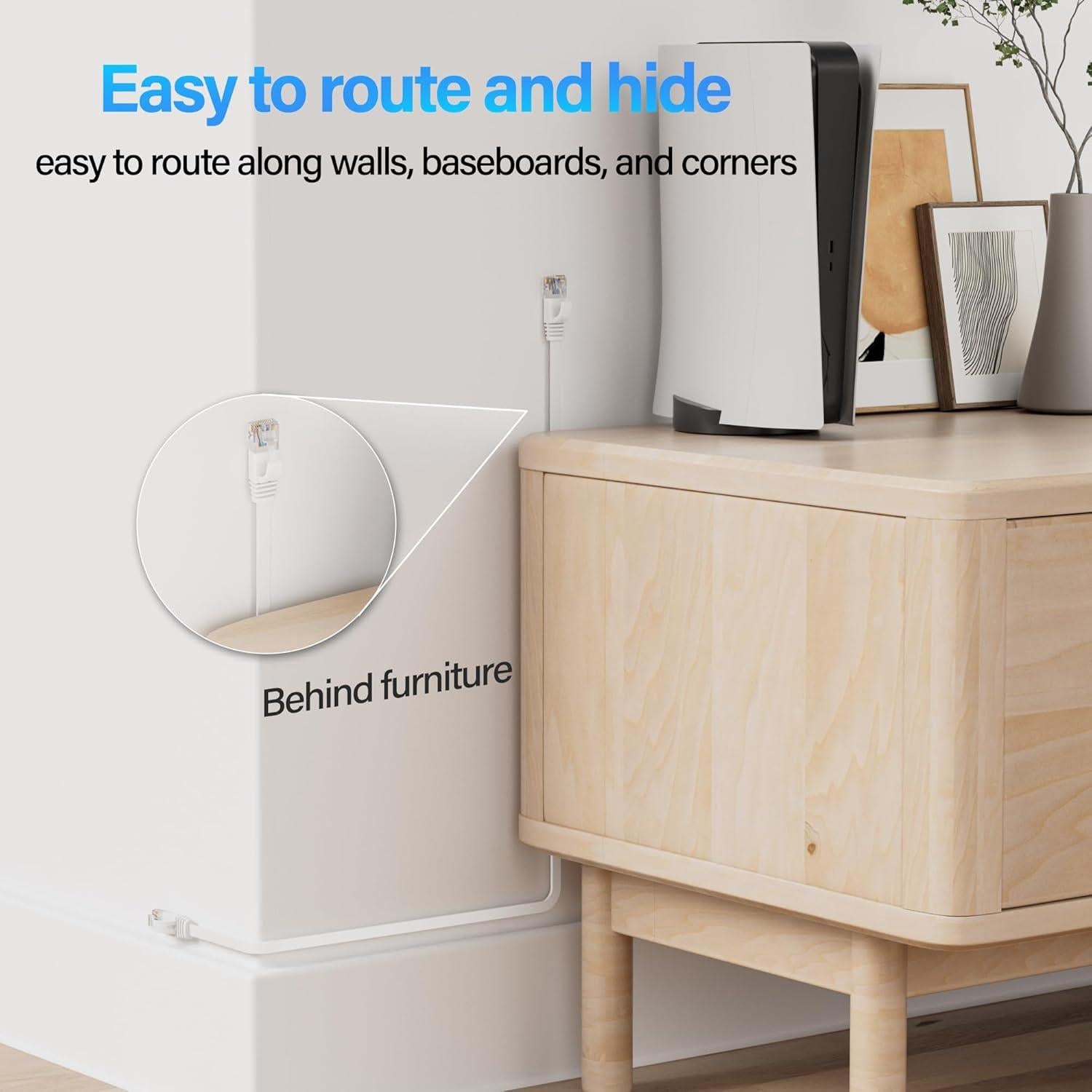 Cable Ethernet Plano Cat 6 Mnlnbuao 60.96m 10Gbps Blanco