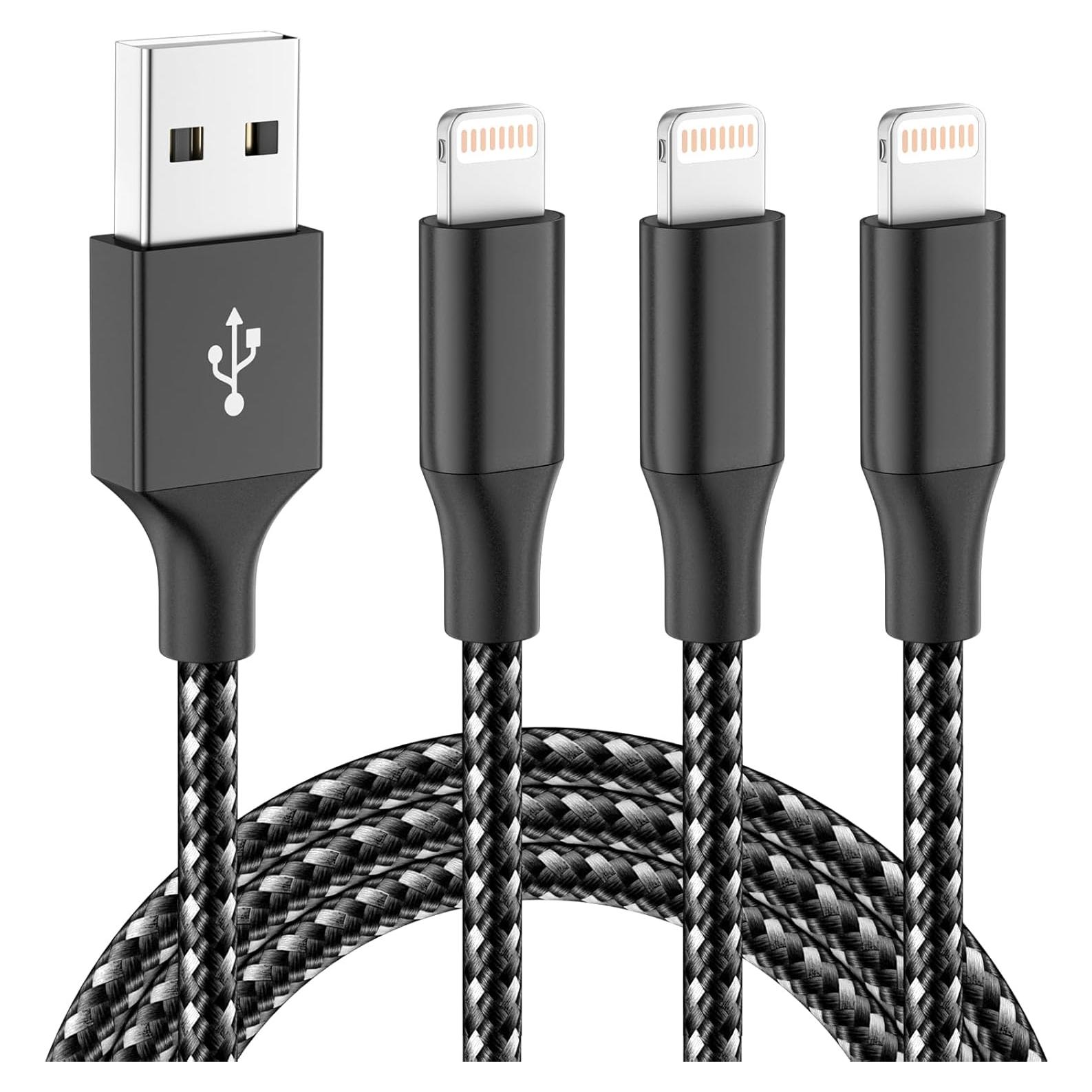 Cargador Lightning Bkayp 3pack 3m Carga Rápida iPhone 14 13 12