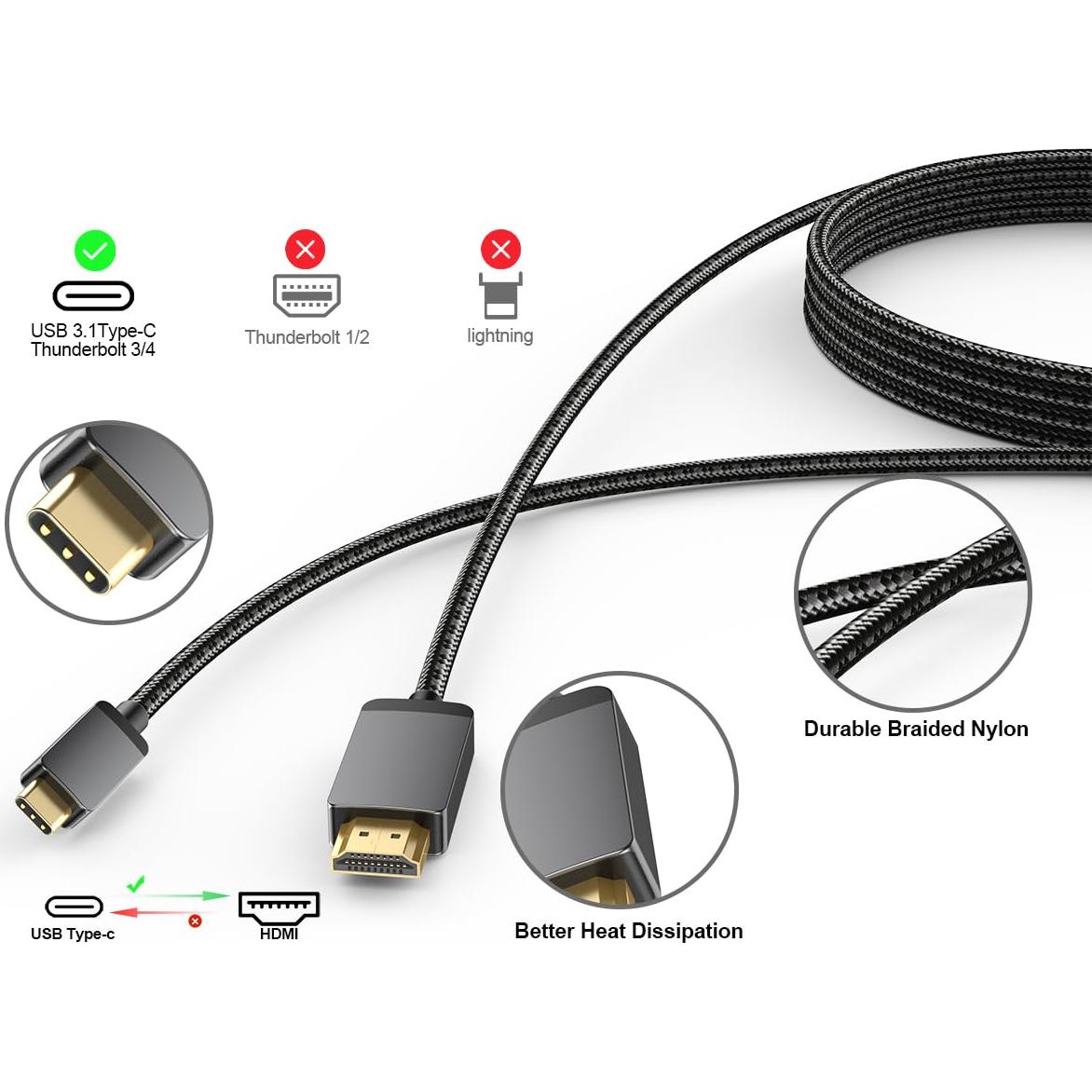 Cable USB C a HDMI 4K 6m Vorothin - Alta Velocidad