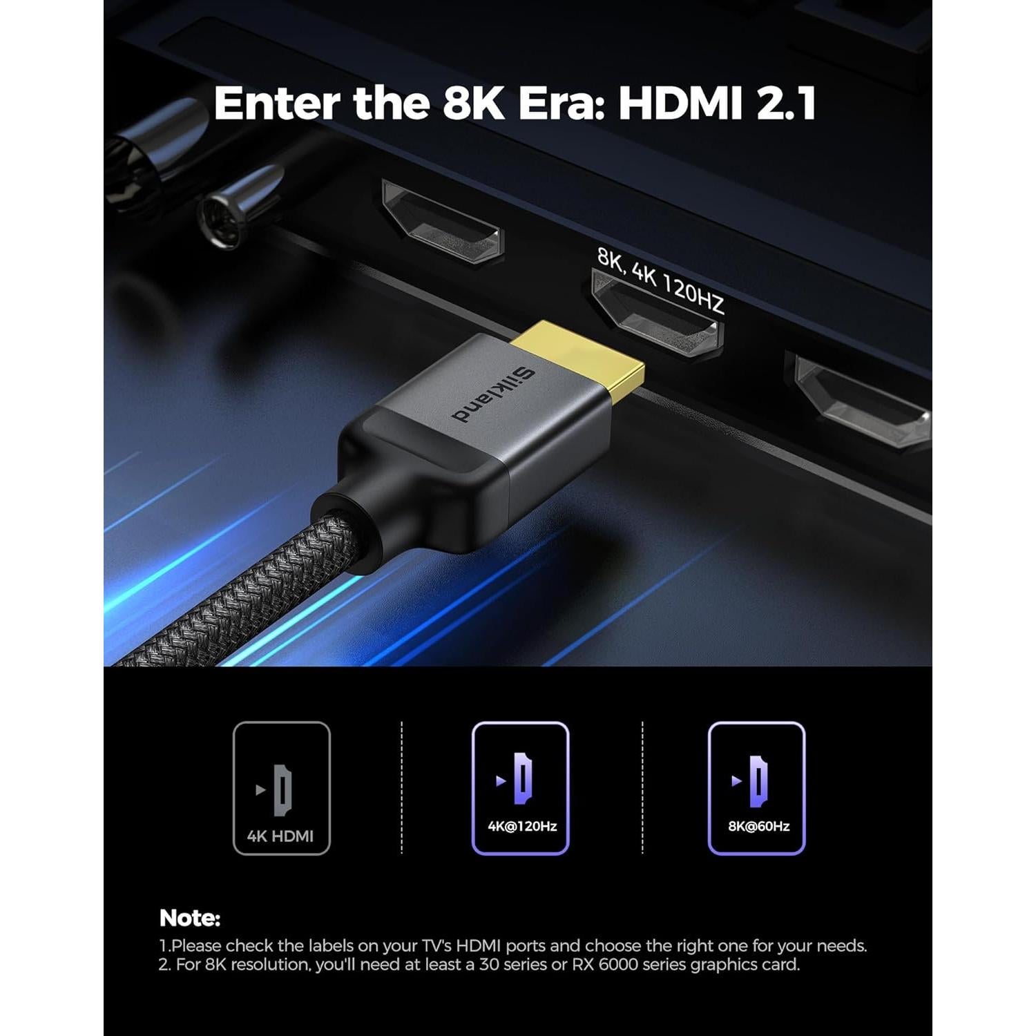 Cable HDMI 2.1 Silkland 4.57m Ultra Alta Velocidad 48Gbps