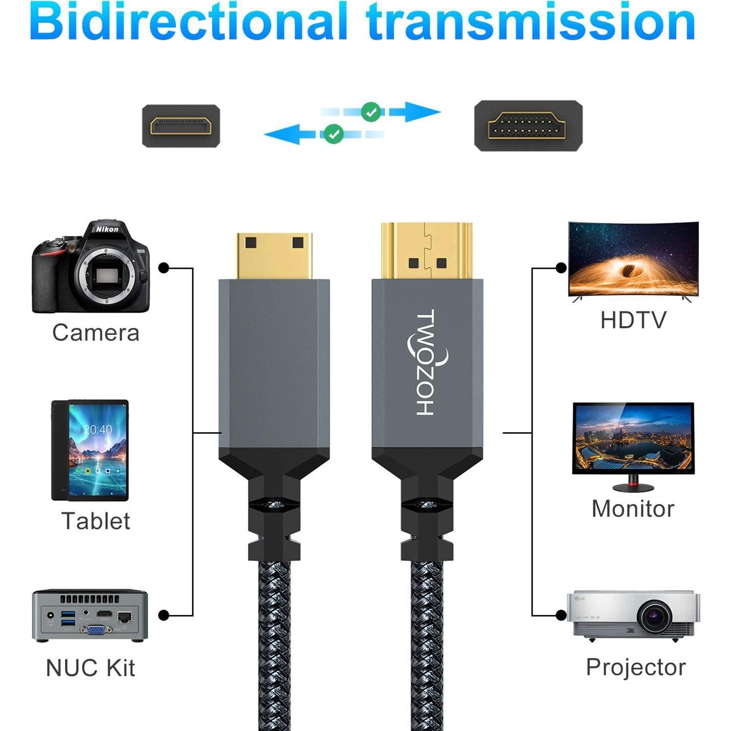Cable HDMI Mini a HDMI Twozoh 7.5M Alta Velocidad 4K 60Hz