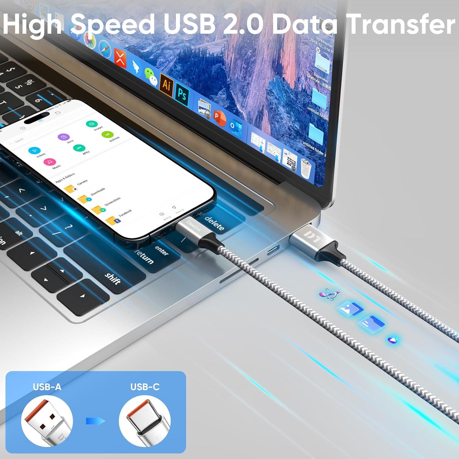 Cable USB A a USB C 6m DteeDck Carga Rápida 12W 480Mbps