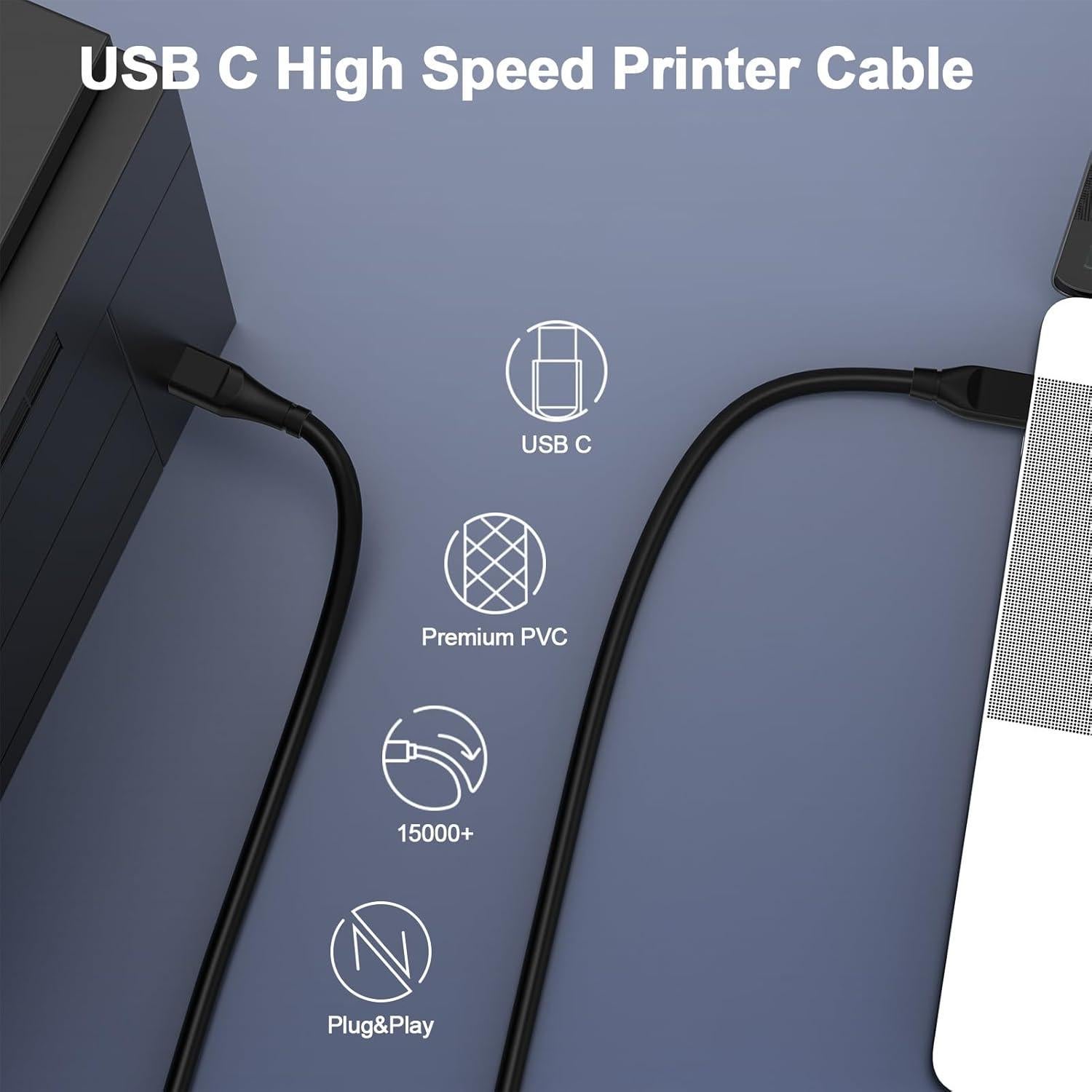 Cable USB C a USB B 6.1m alta velocidad para impresoras