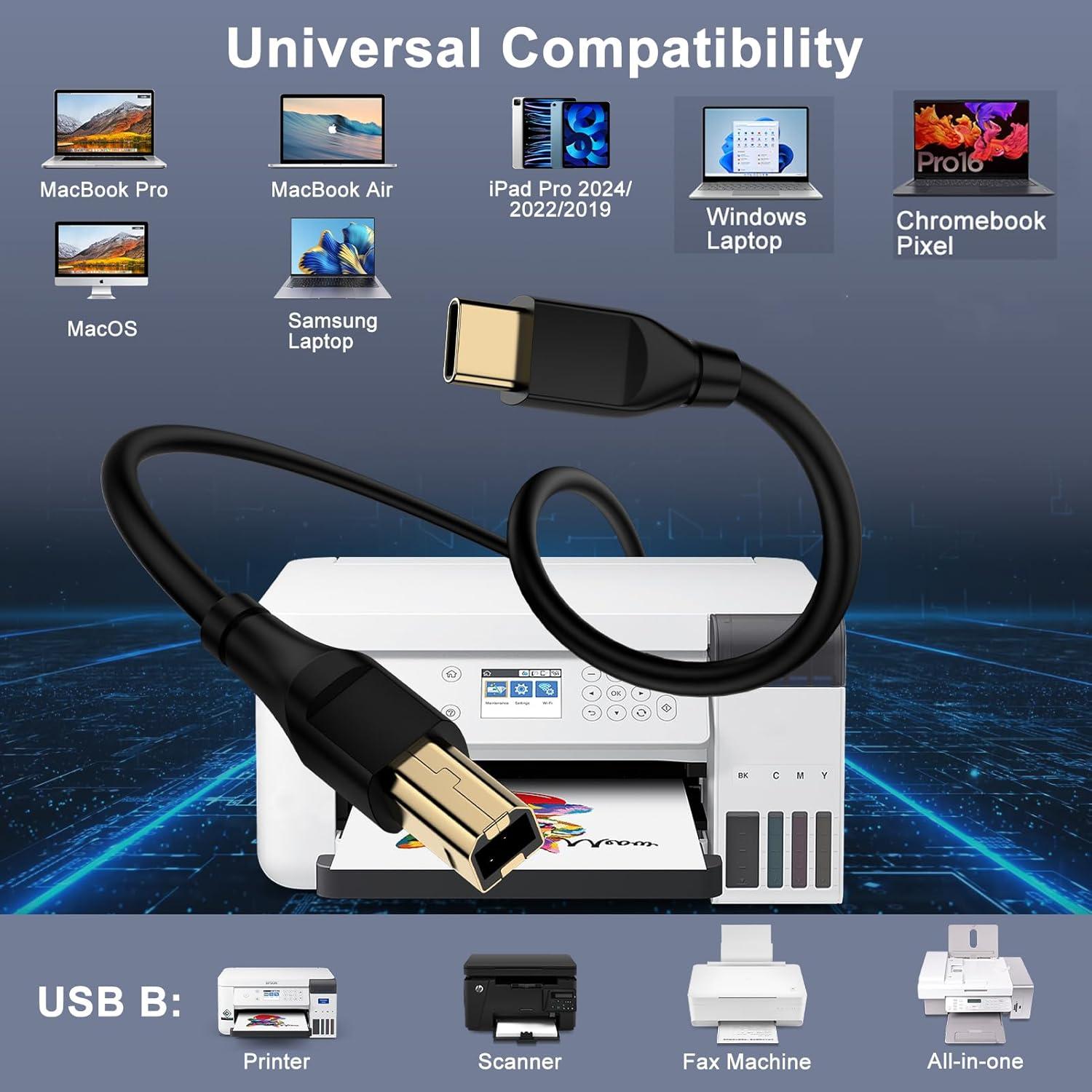 Cable USB C a USB B 6.1m alta velocidad para impresoras