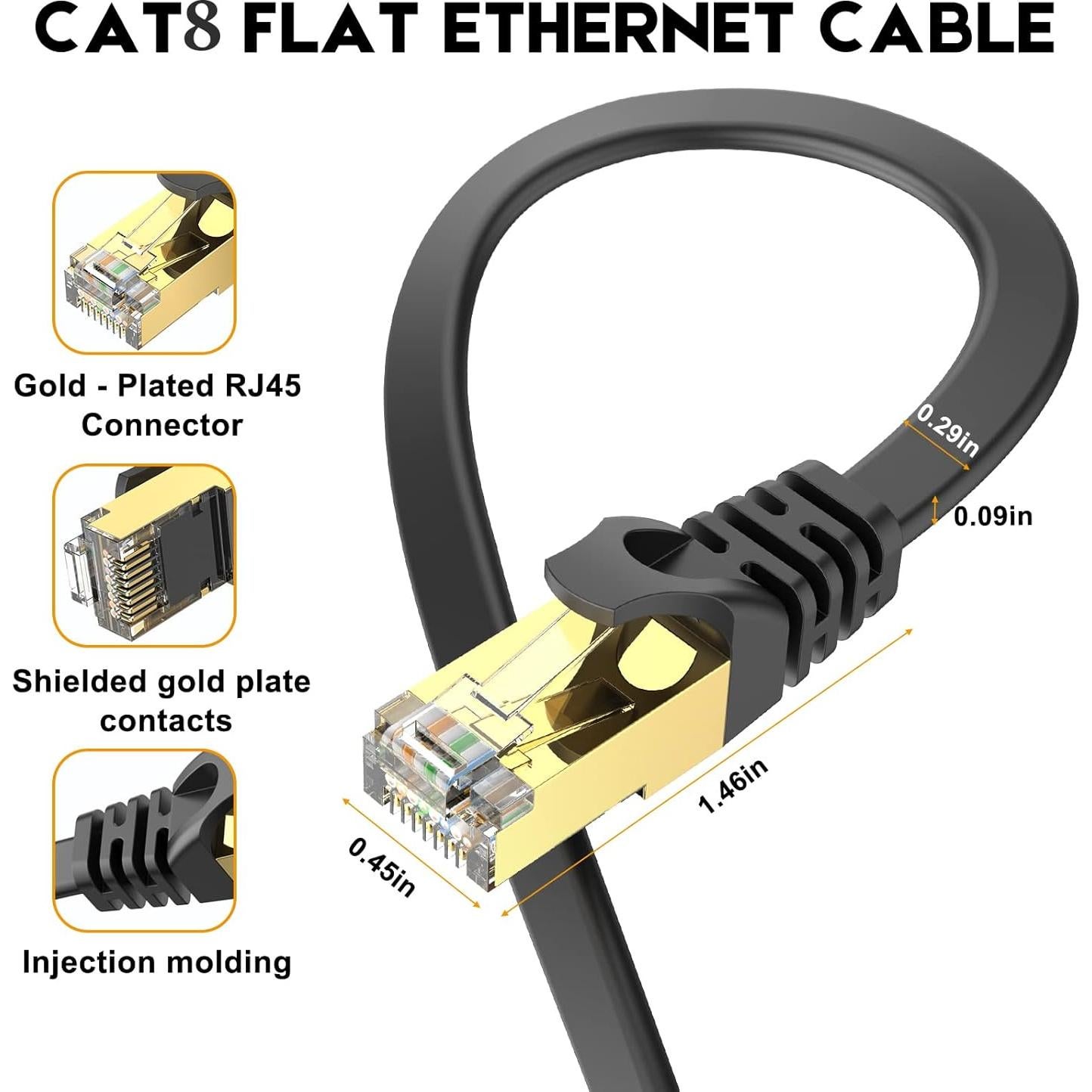 Cable Ethernet CAT8 Ercielook 9.14 m Alta Velocidad S/FTP