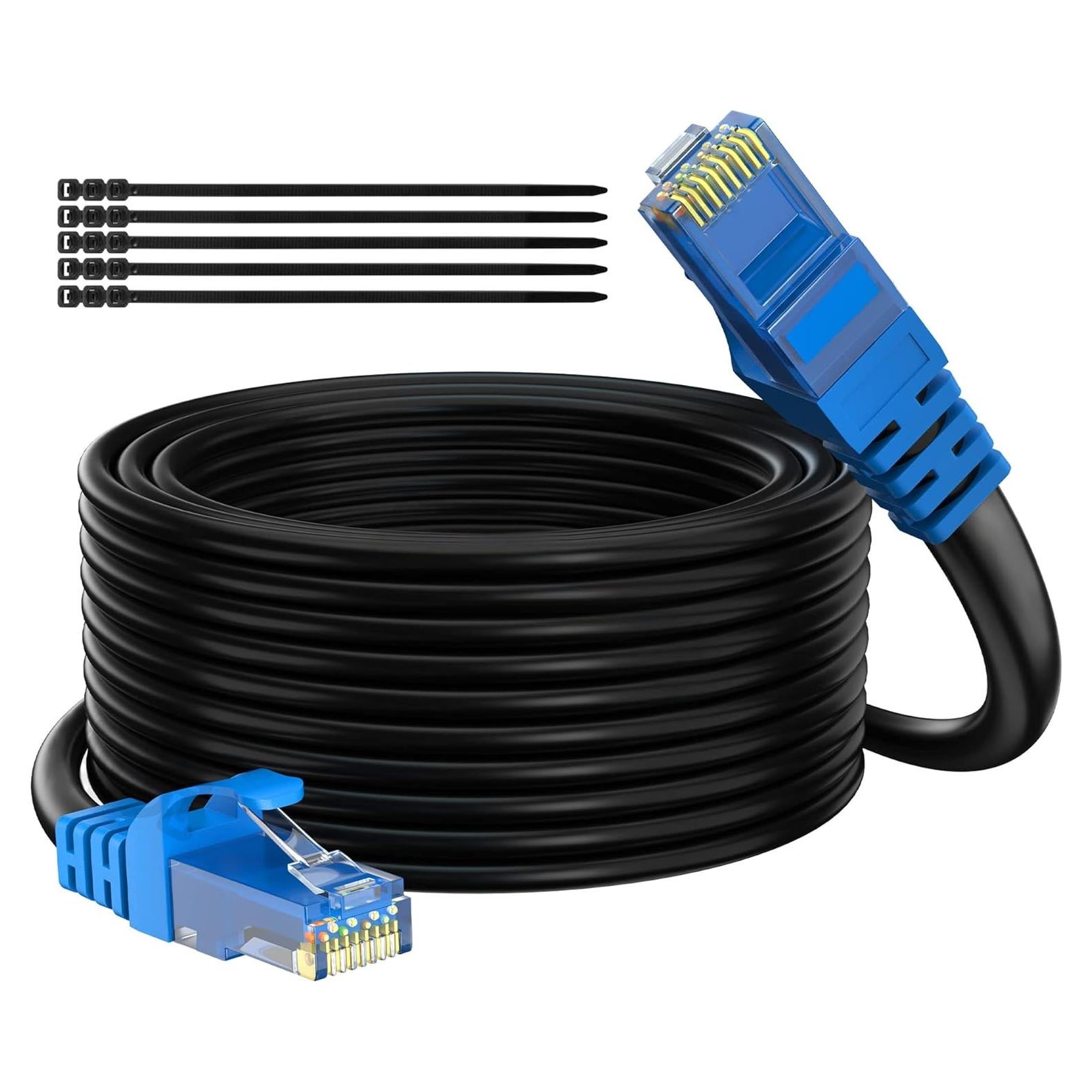 Cable Ethernet Cat 6 Adoreen 30.48 m Negro Resistente al Agua