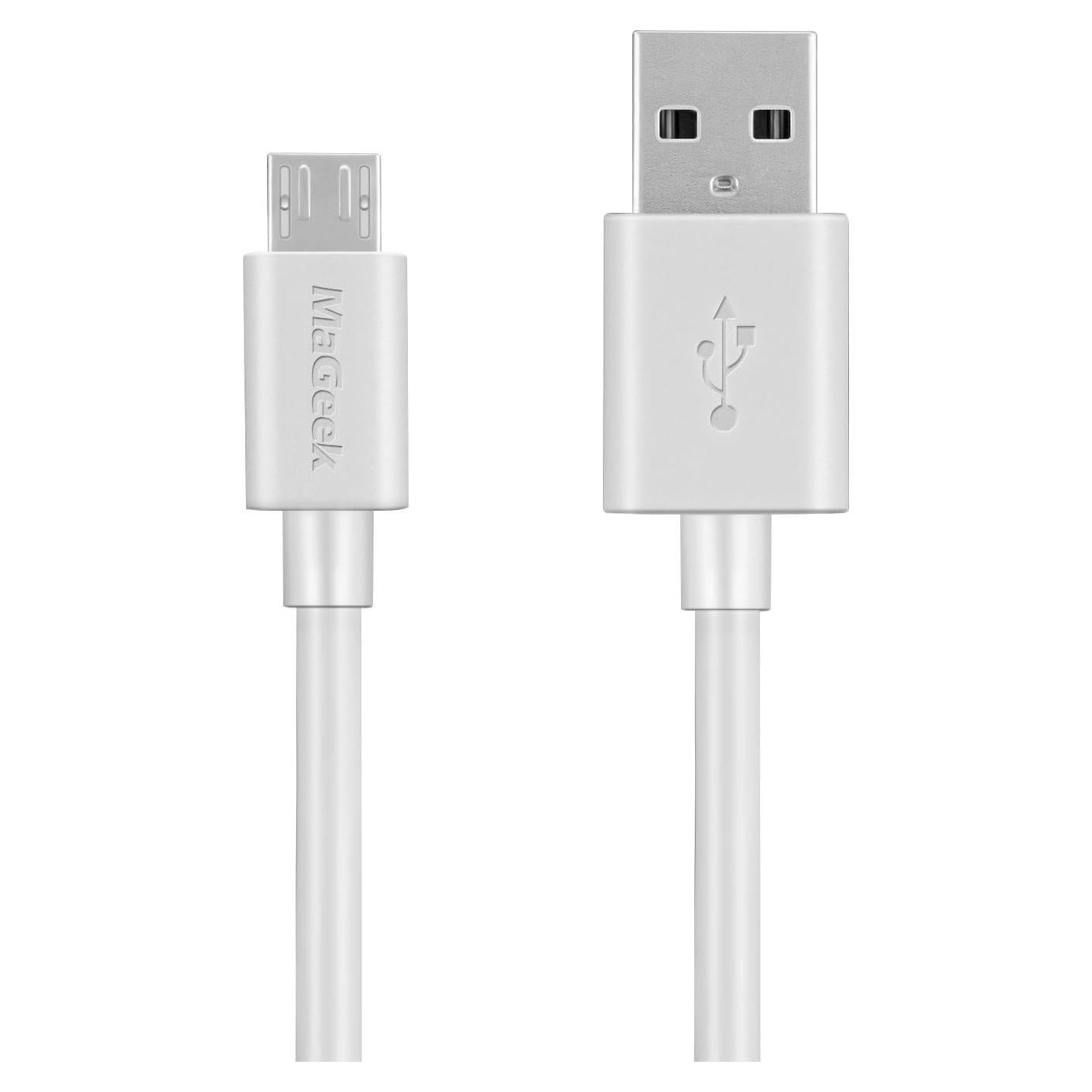 Cable Micro USB MaGeek 3.0m Alta Velocidad Carga Rápida Blanco