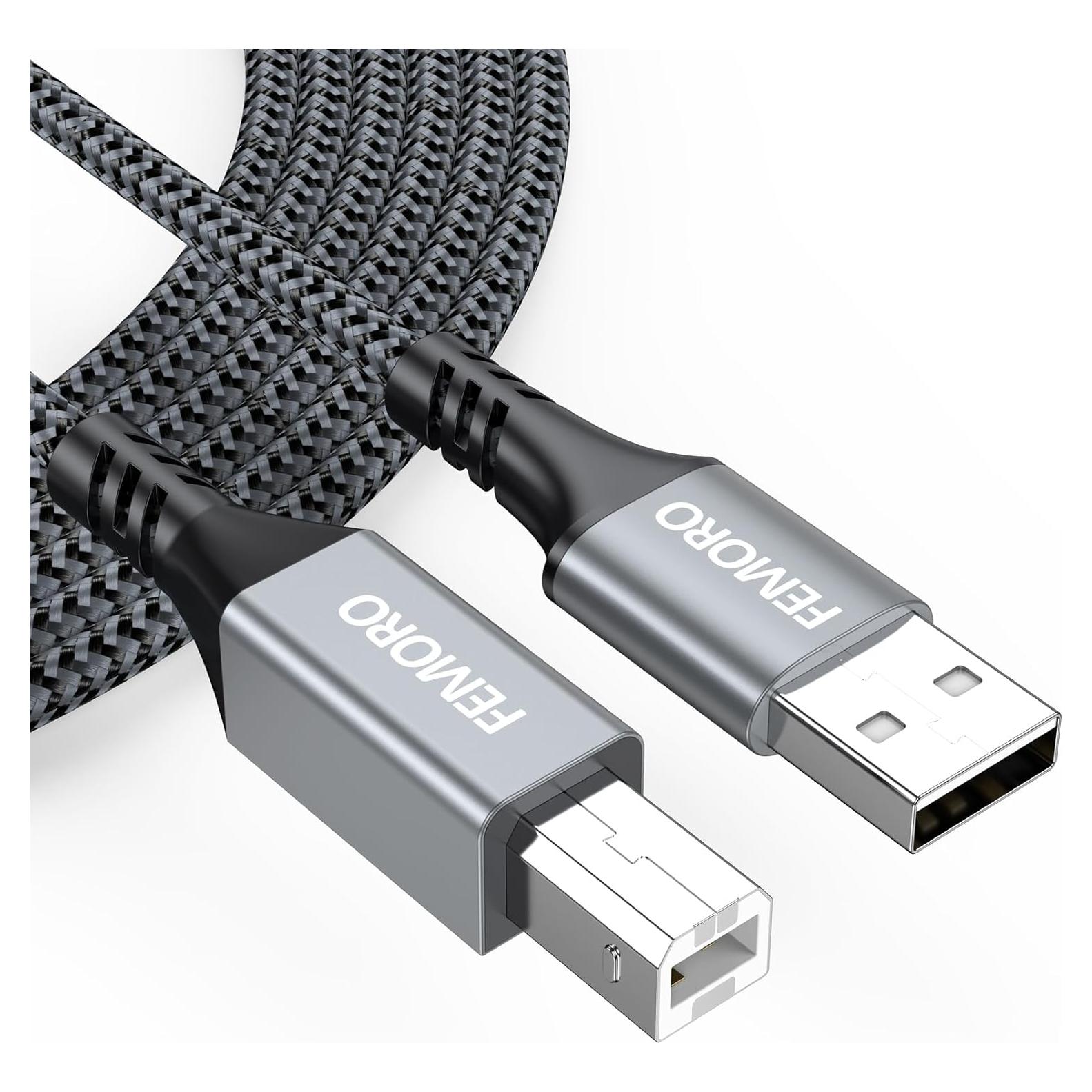 Cable de Impresora USB 2.0 FEMORO 10 Pies (3.05m) Alta Velocidad
