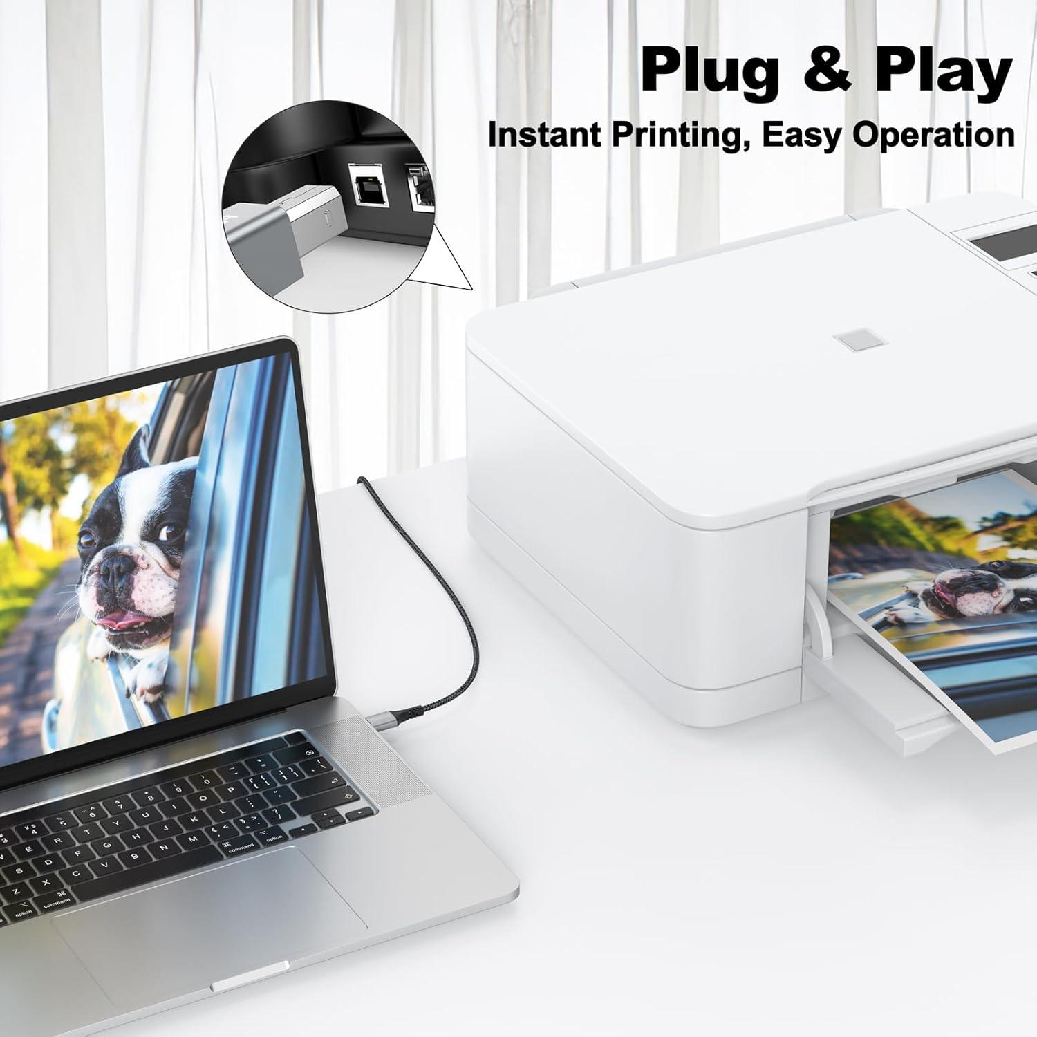 Cable de Impresora USB 2.0 FEMORO 10 Pies (3.05m) Alta Velocidad