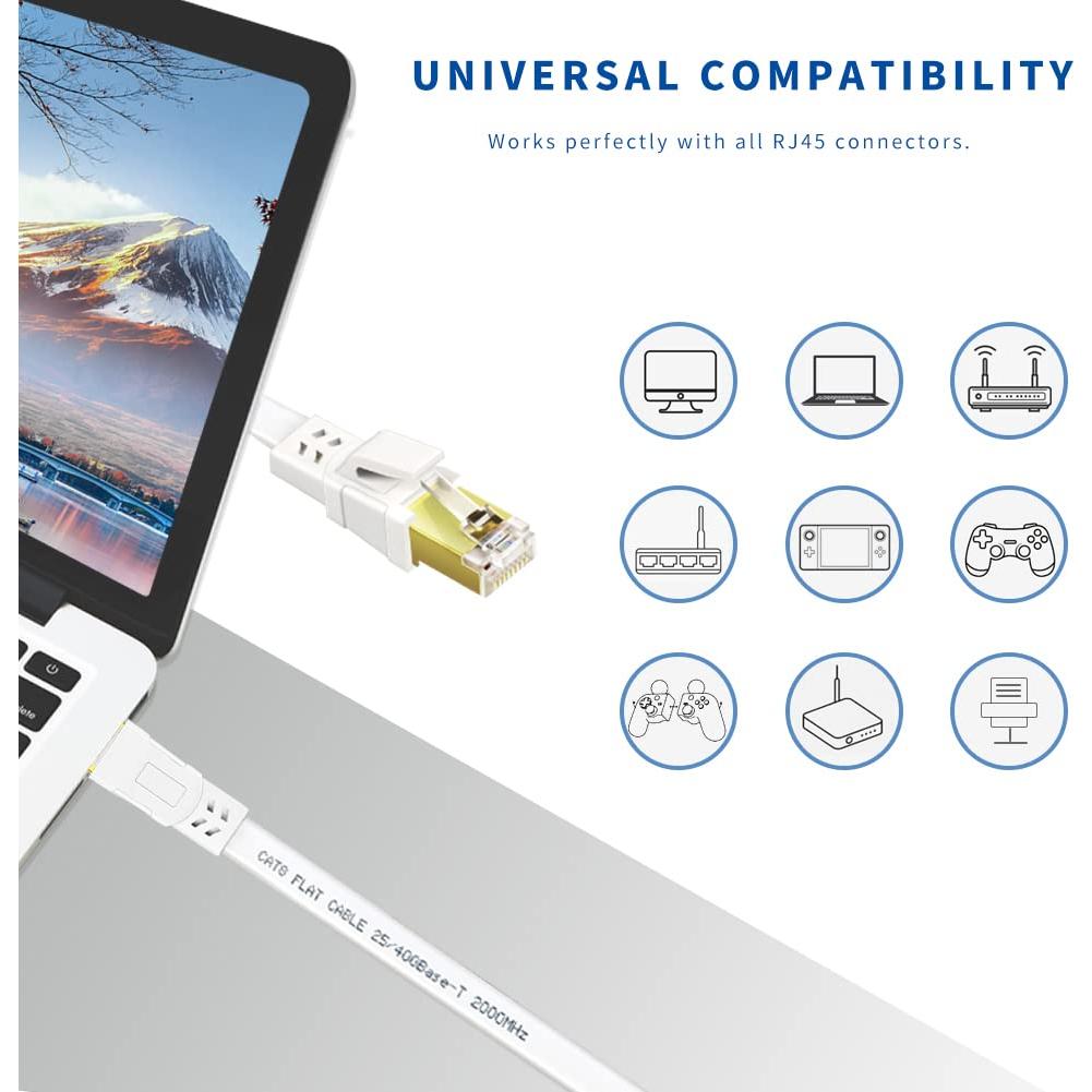 Cable Ethernet Cat8 7.62m Qiuean Alta Velocidad 40Gbps