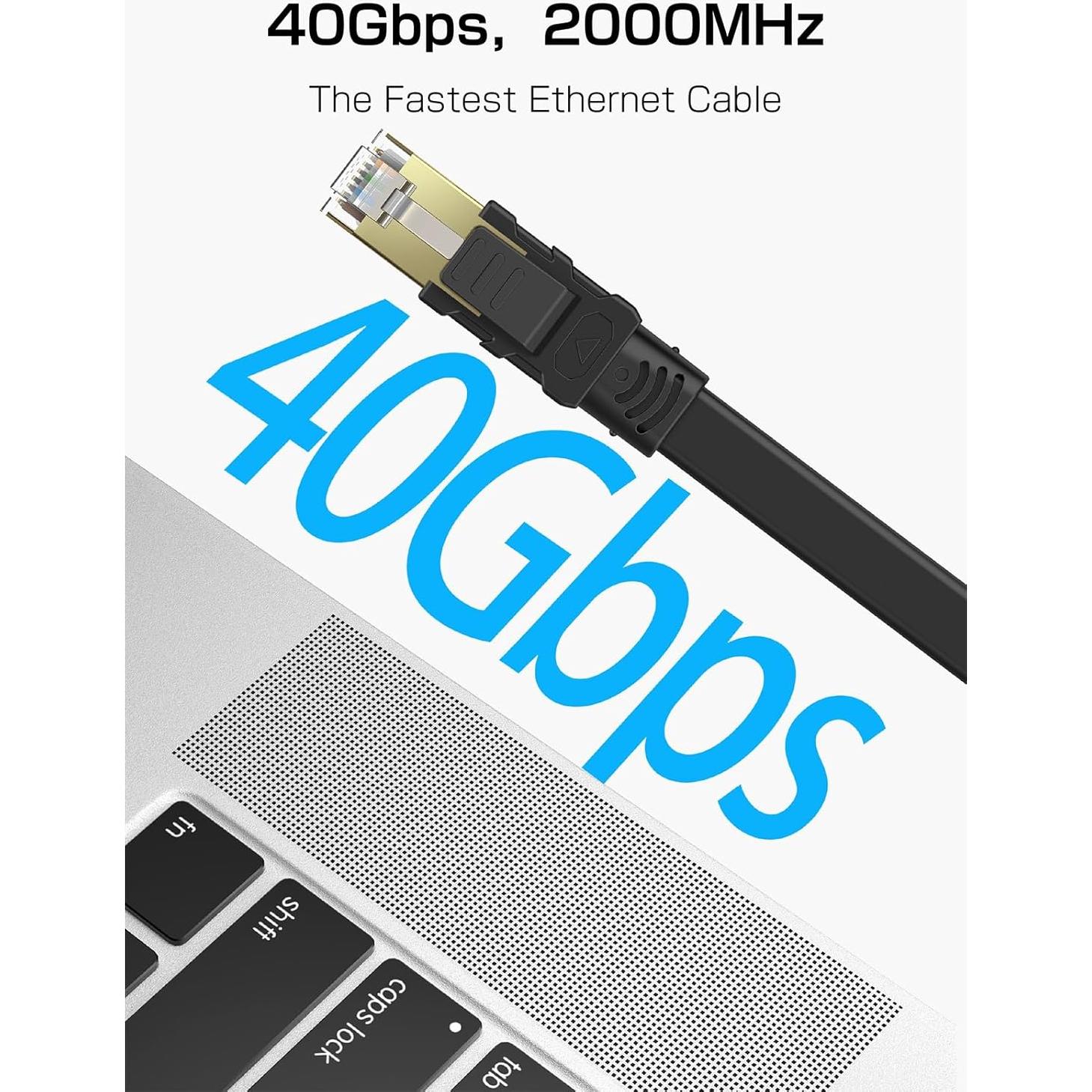 Cable Ethernet Cat 8 Senetem 30M 40Gbps 2000MHz RJ45 Plano