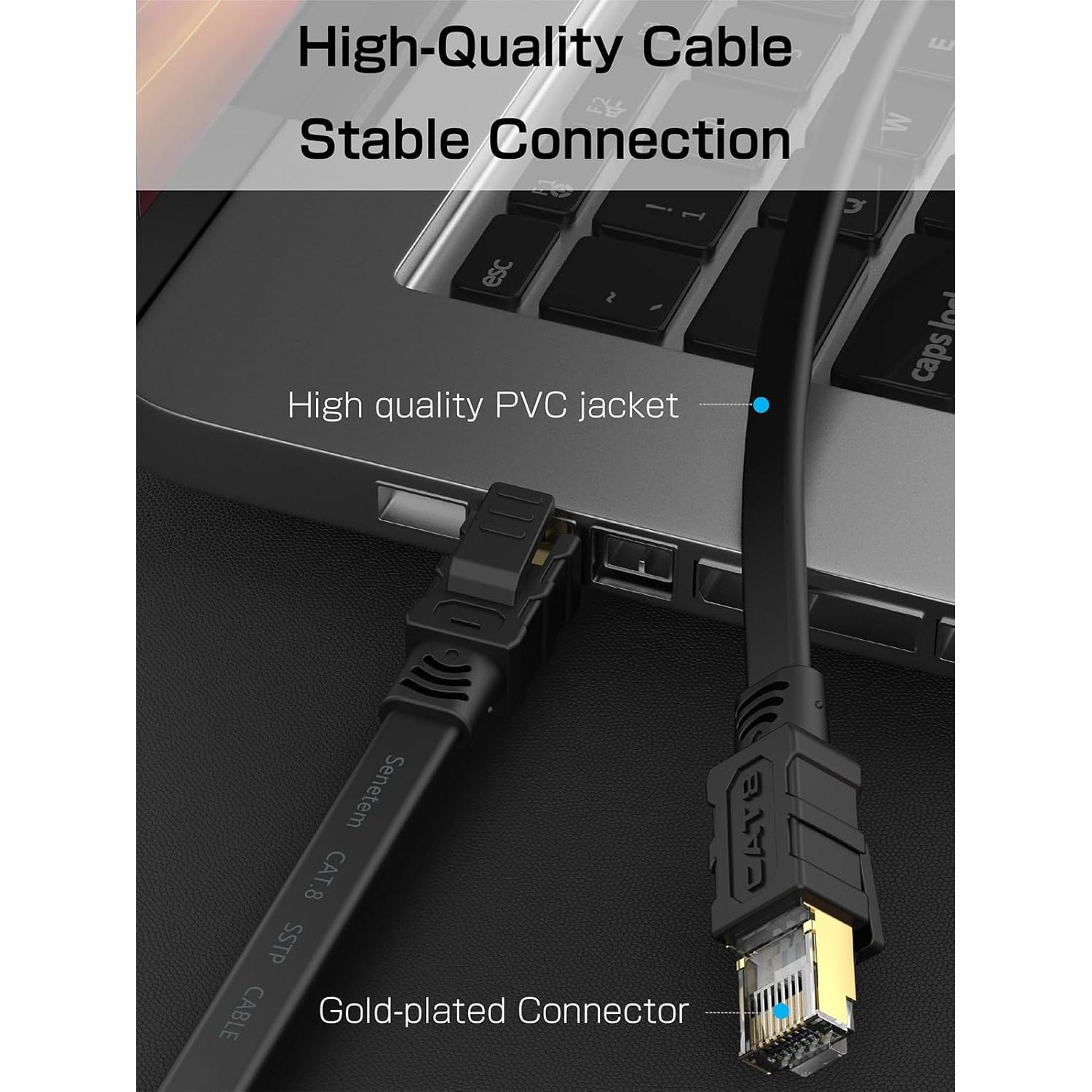 Cable Ethernet Cat 8 Senetem 30M 40Gbps 2000MHz RJ45 Plano
