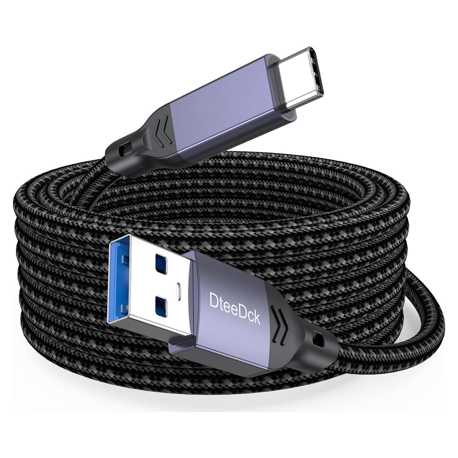 Cable USB C 6m DteeDck, Carga Rápida 2.4A, 5Gbps