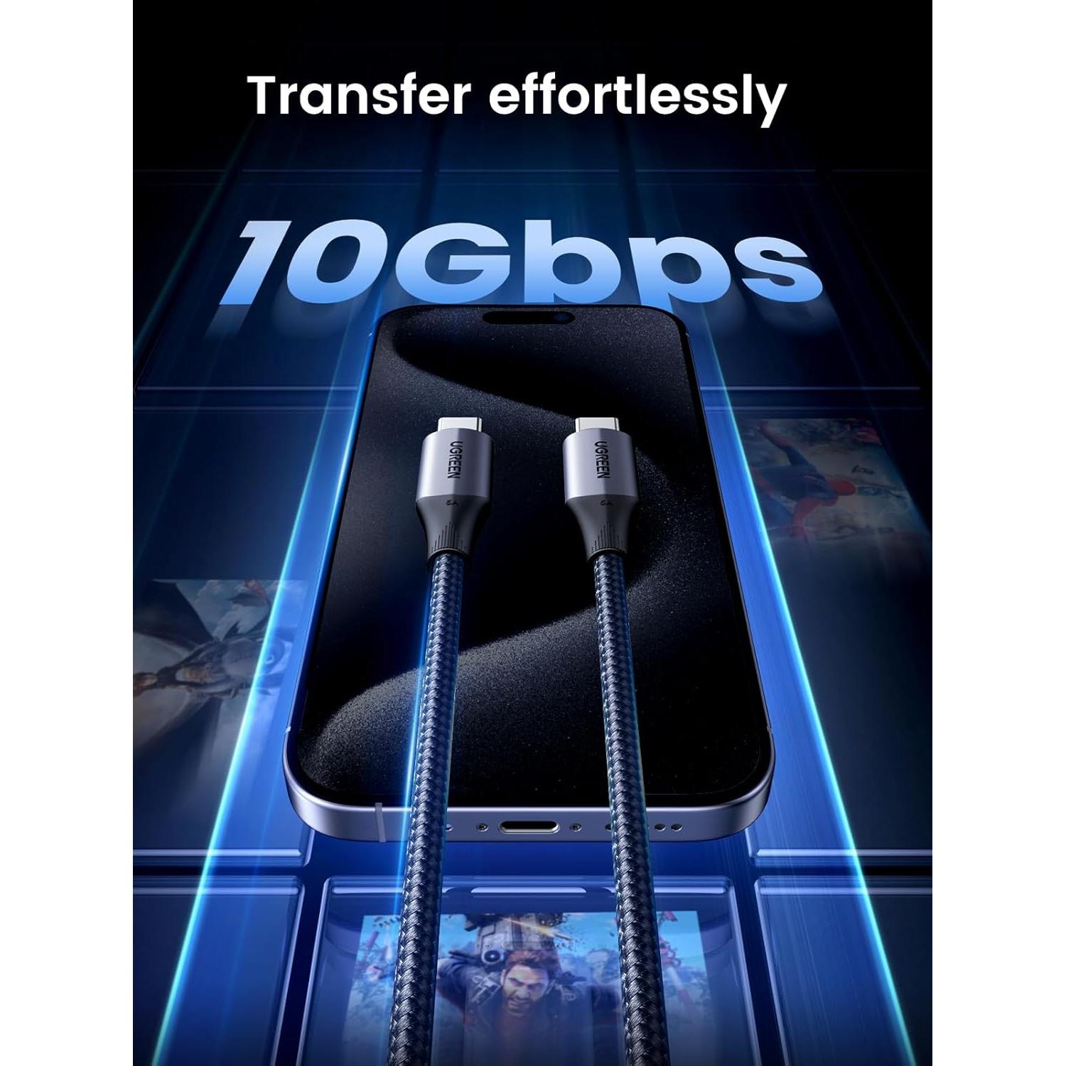 Cable USB C UGREEN 240W 1m 10Gbps 4K para iPhone y Samsung