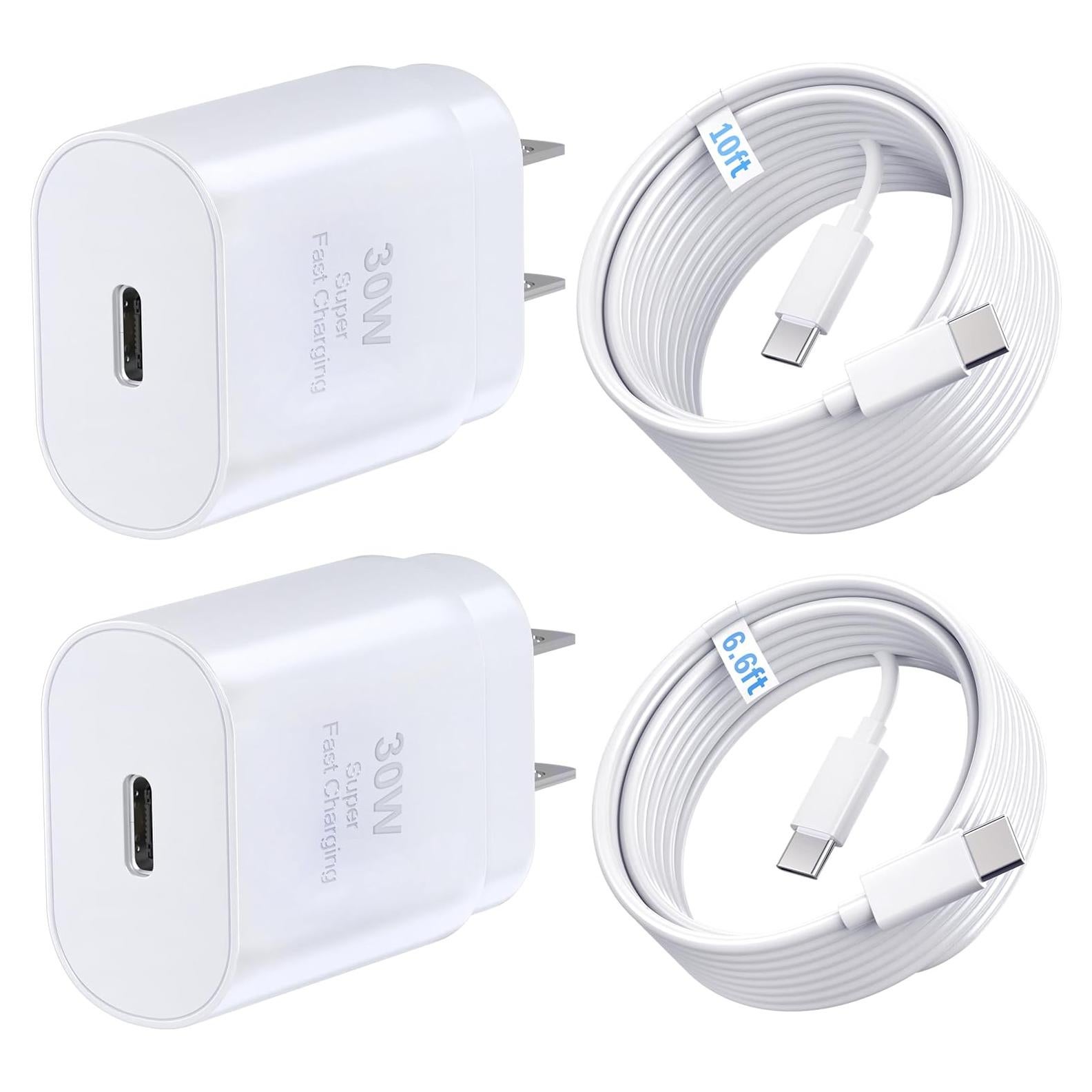 Cargador Rápido 30W USB C Shenzhen Xihuida 2 Cables 2m y 3.05m