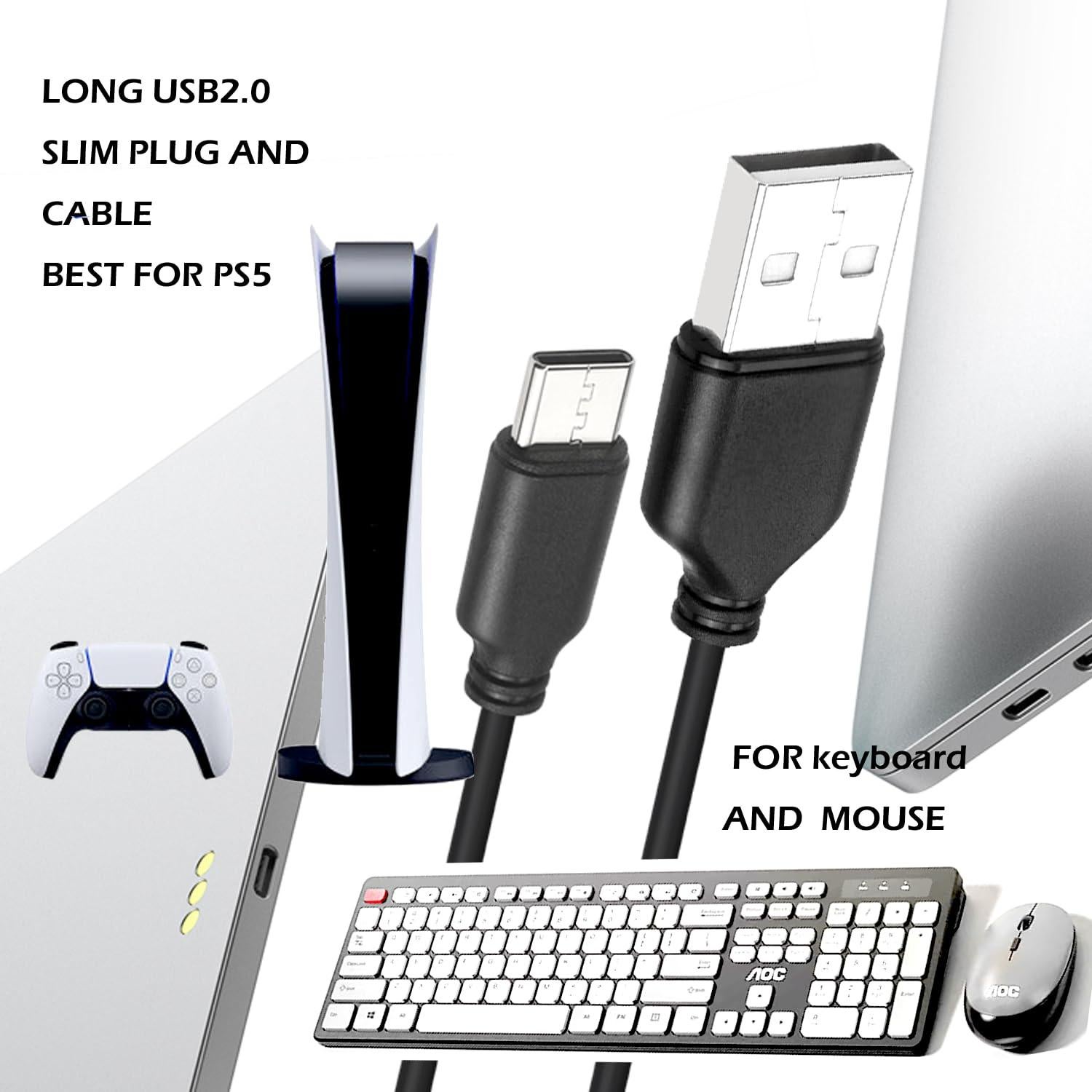 Cable USB C a USB A YOTETION 7.62 m Slim PVC 480Mbps