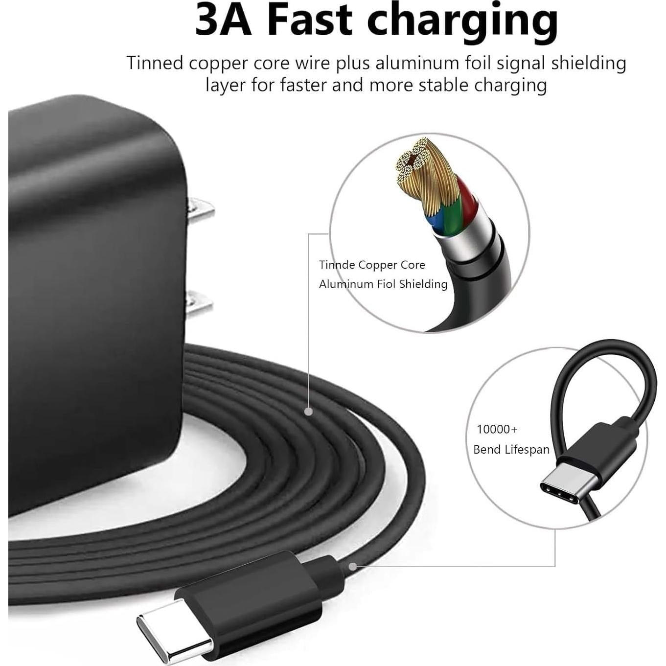 Paquete de 2 Cargadores USB C 10FT WZHENB para Motorola