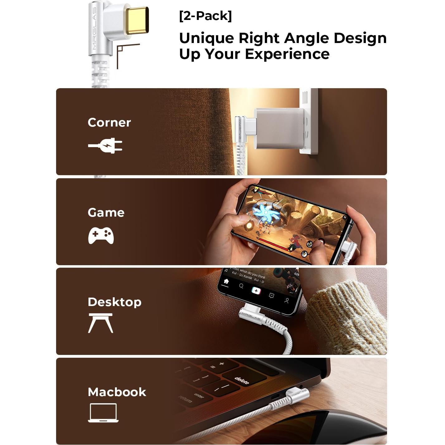 Paquete de 2 Cables USB C a USB C 100W 5A MRGLAS 2m