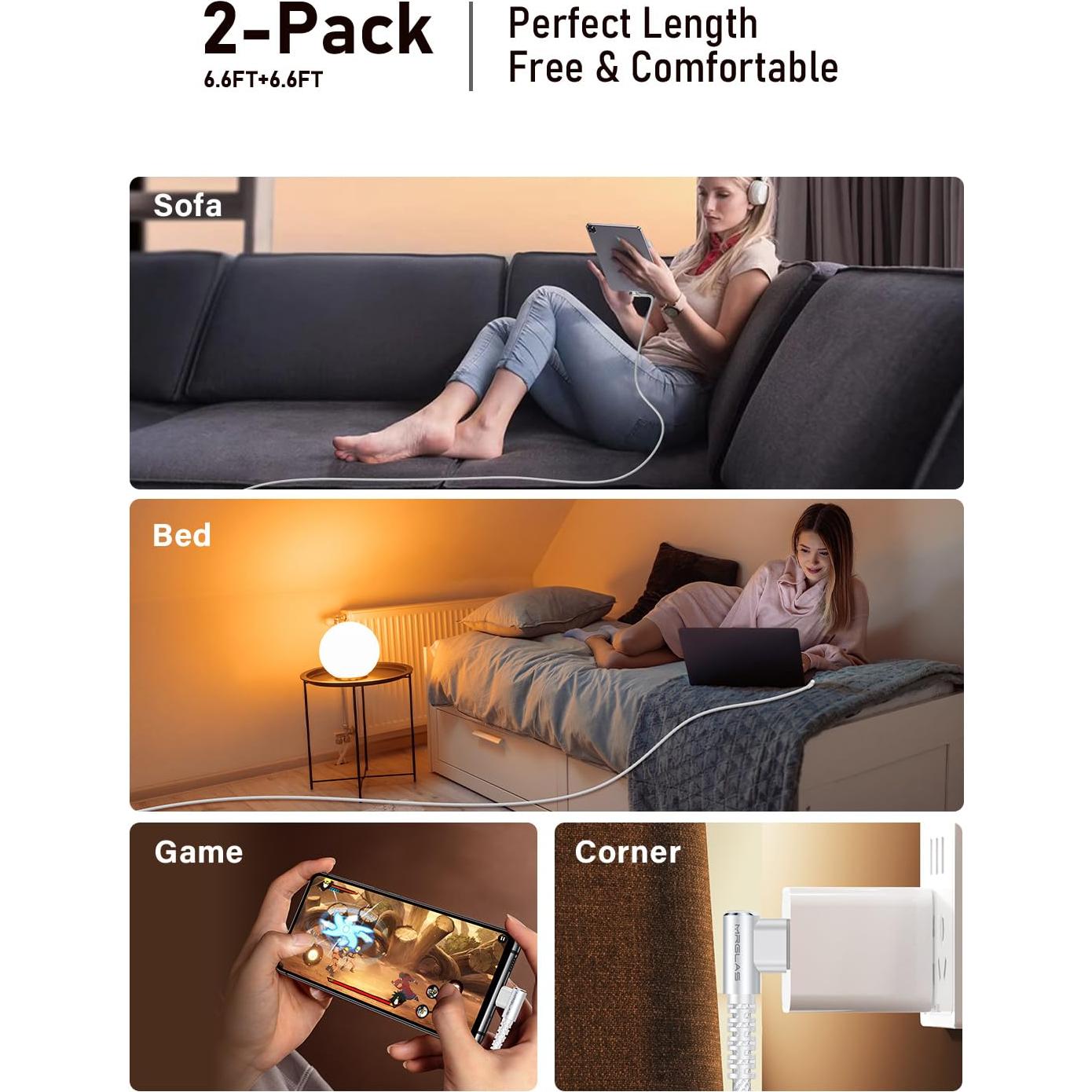 Paquete de 2 Cables USB C a USB C 100W 5A MRGLAS 2m